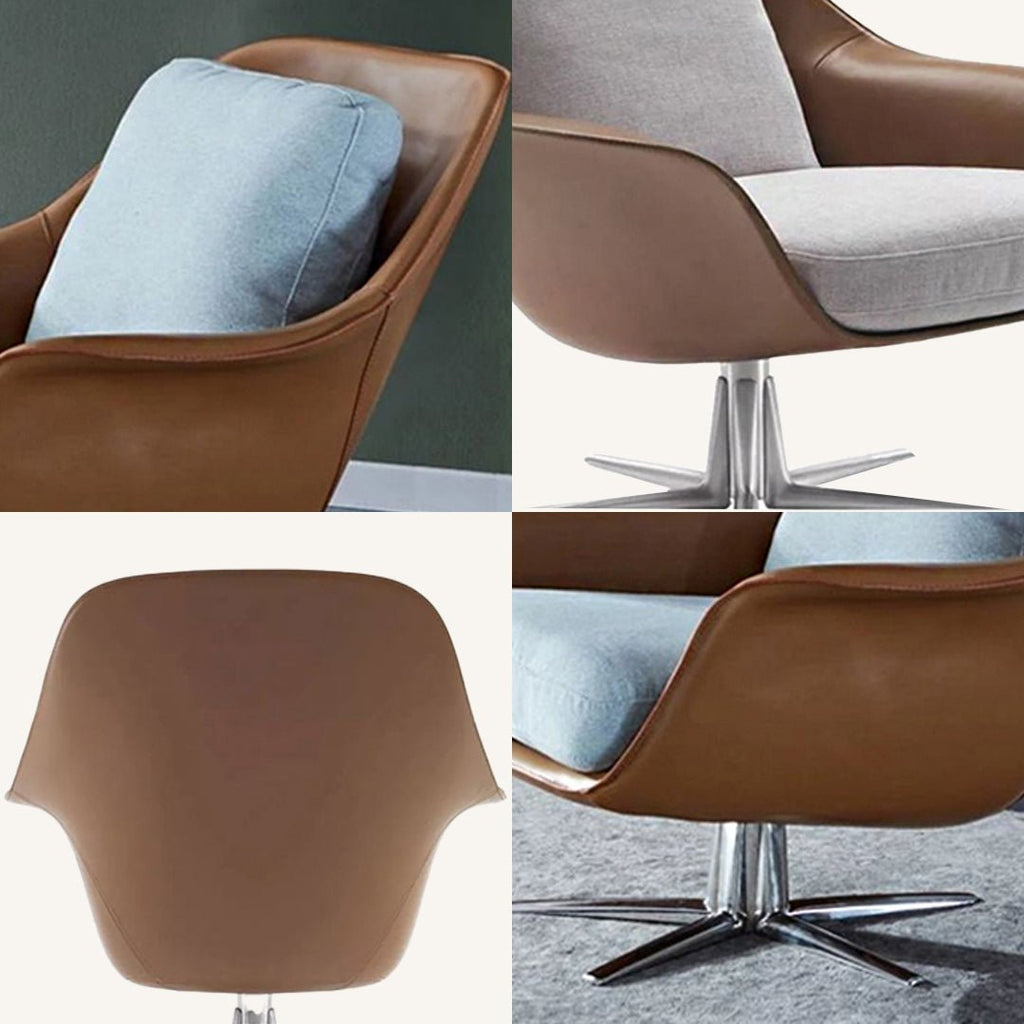 Herton Lounge Chair And Ottoman, Swivel Armchair - Miola