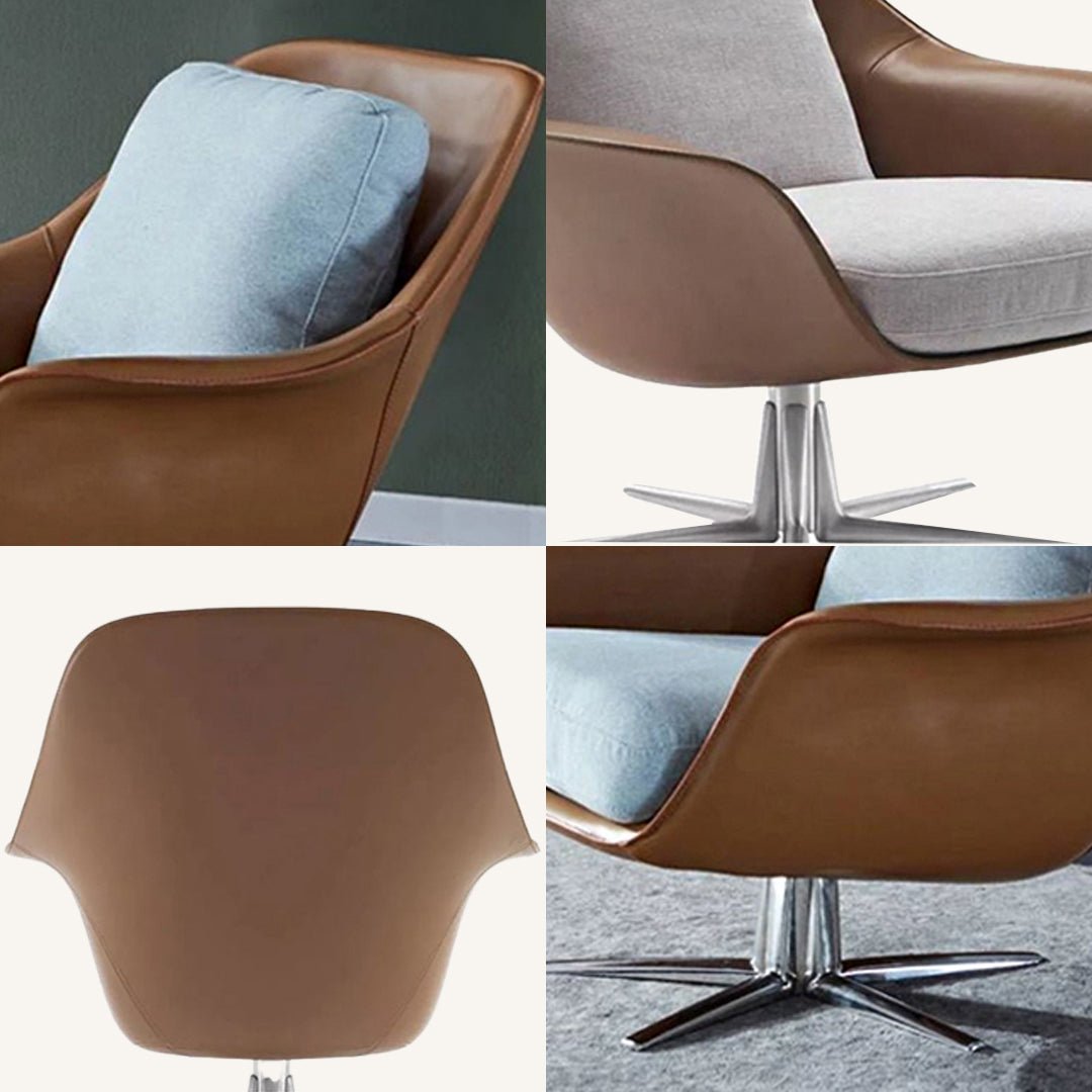 Herton Lounge Chair And Ottoman, Swivel Armchair - Miola