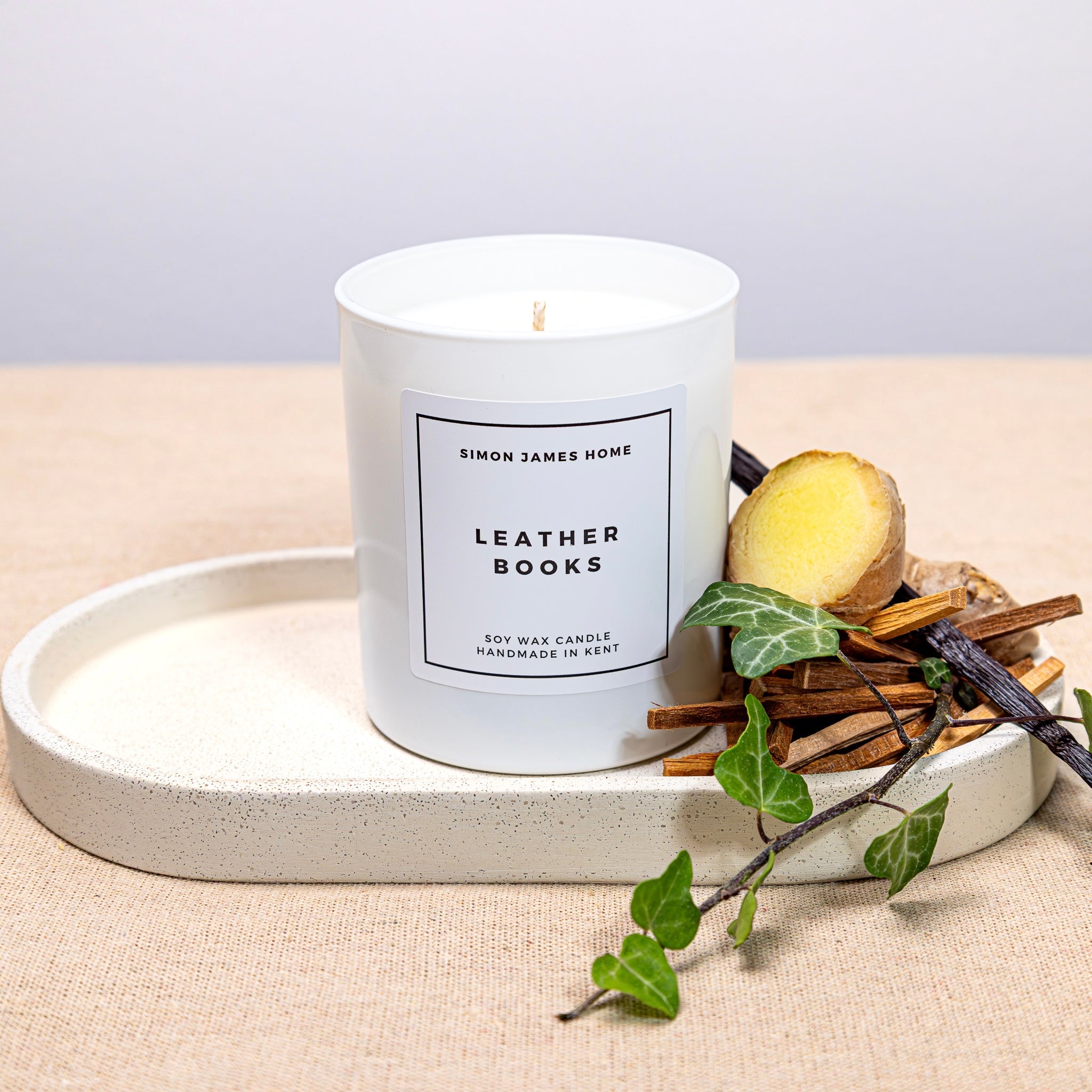 Leather Books Candle - Handmade Soy Wax