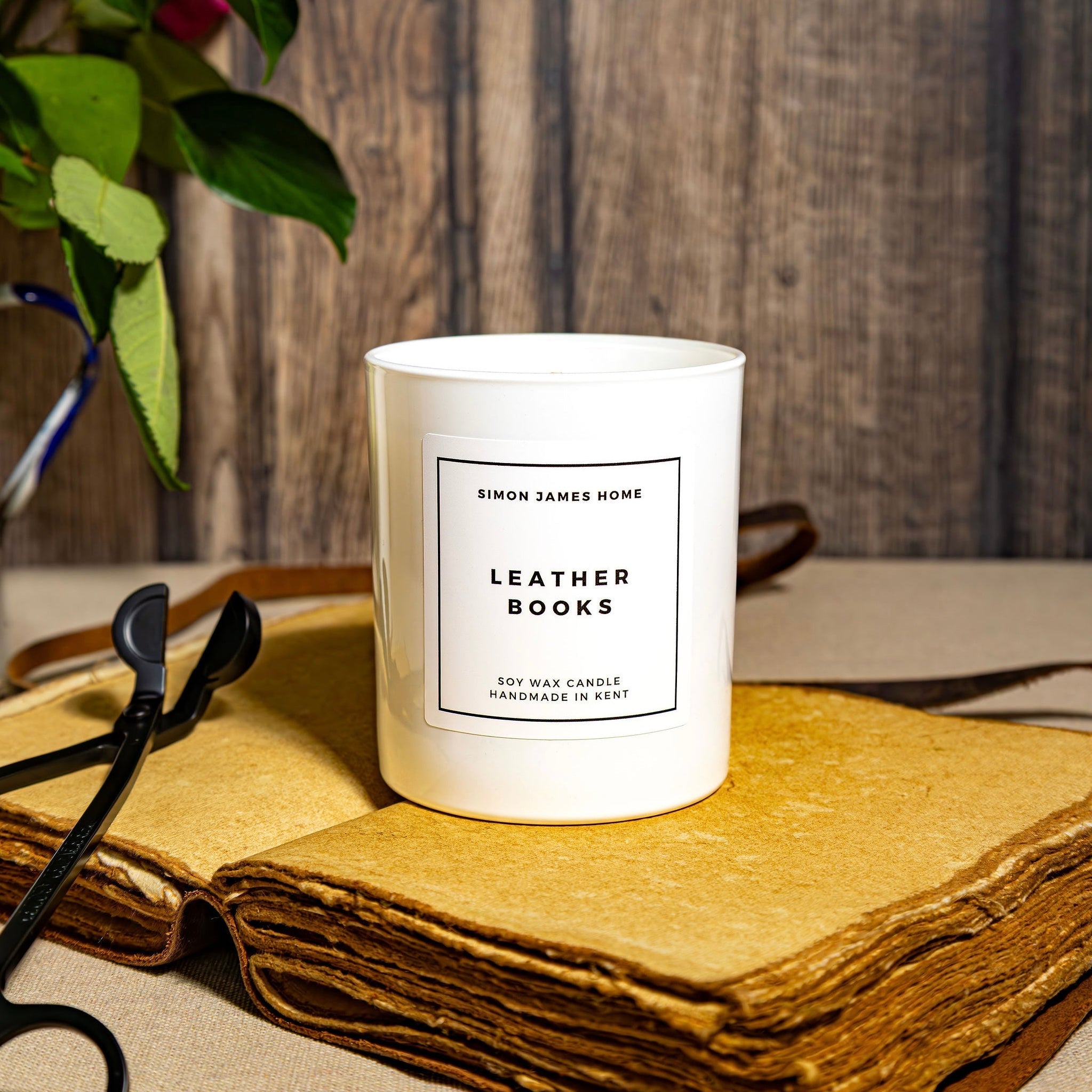 Leather Books Candle - Handmade Soy Wax
