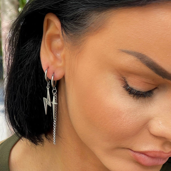 Atlas Lightning Bolt Mismatch Dangle Earrings - Miola