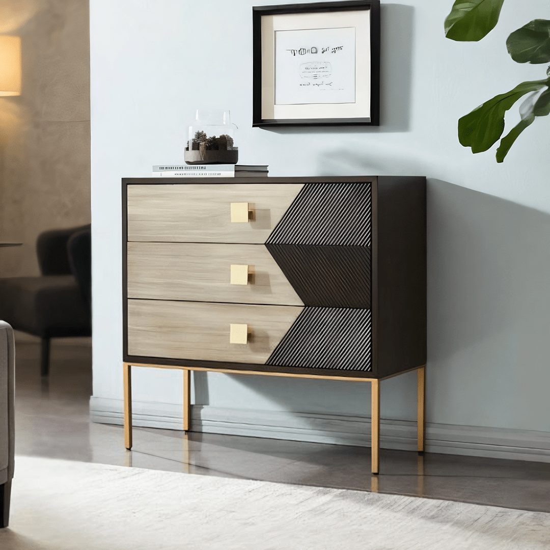 IS9123 Storage Sideboard, Oak & Gold - Miola