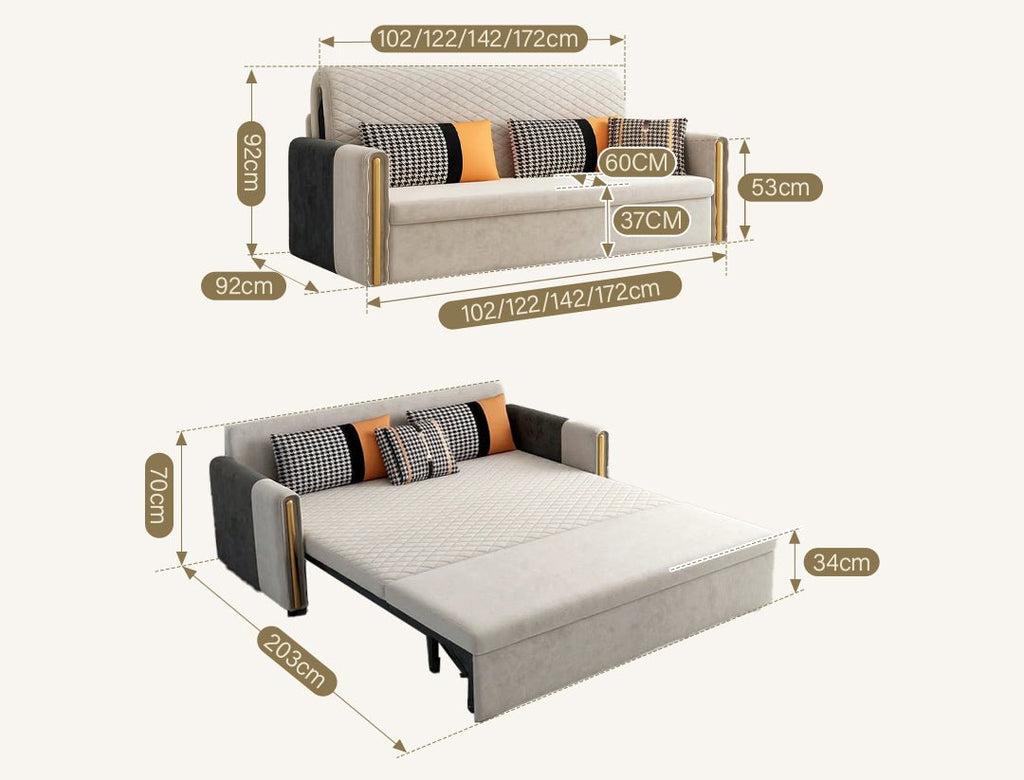 Imelde Two Seater Sofa Bed, Linen - Miola