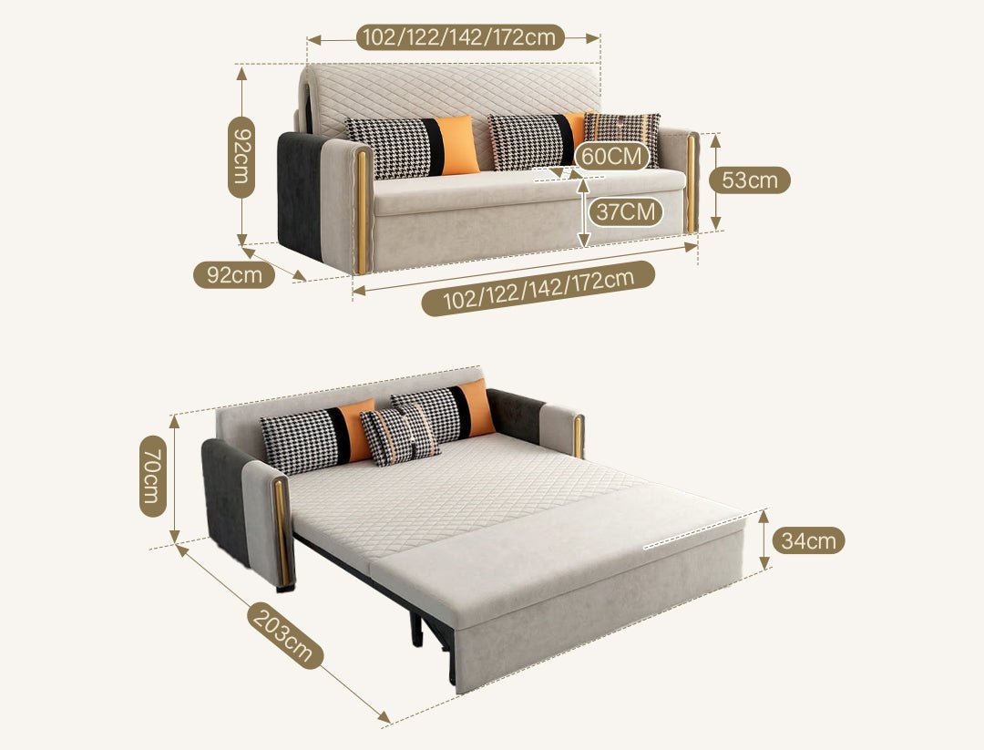 Imelde Two Seater Sofa Bed, Linen - Miola