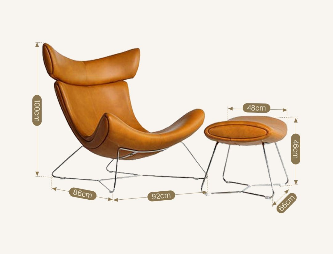 Imola Chair And Ottoman, Brown with Frame Base - Miola