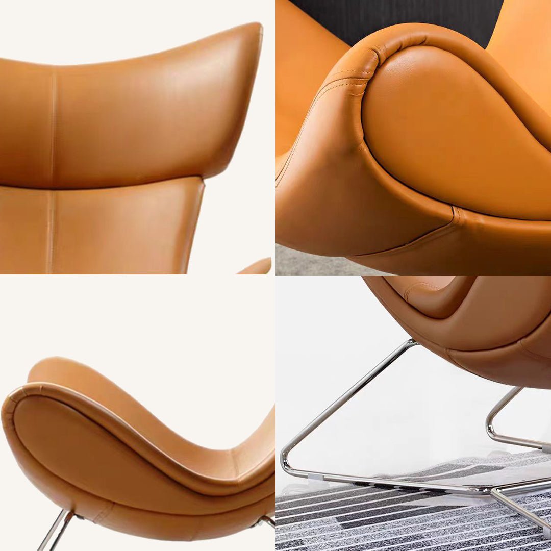 Imola Chair And Ottoman, Brown with Frame Base - Miola