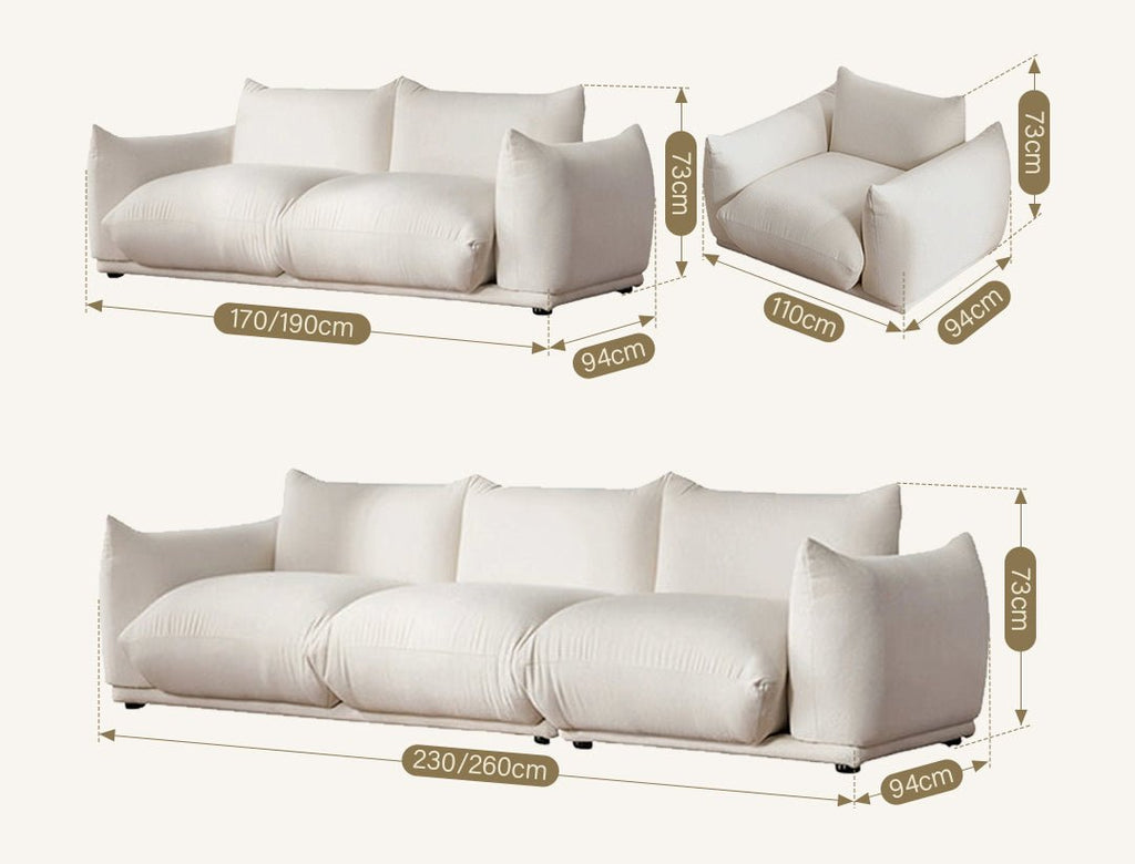 Isabella Two Seater, Three Seater Sofa, Boucle Or Velvet, White - Miola