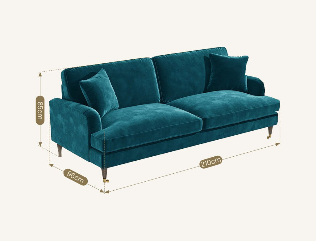 Ismail Two Seater Sofa, Loveseat, Velvet - Miola