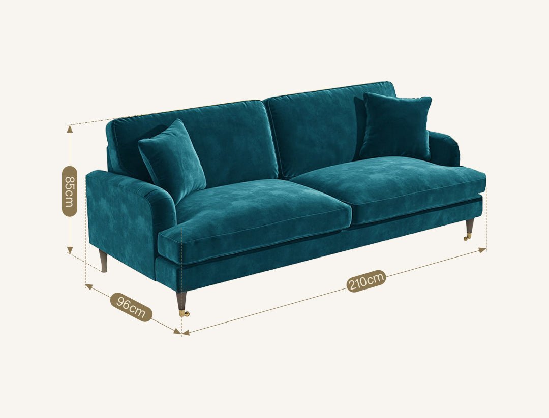 Ismail Two Seater Sofa, Loveseat, Velvet - Miola