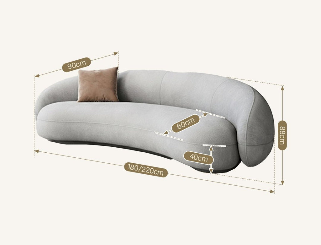 Julep Modern Curved Three Seater, Four Seater Sofa, Velvet - Miola