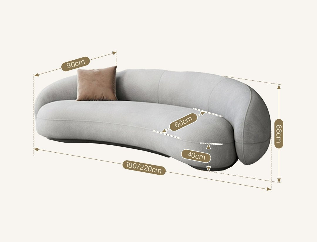 Julep Modern Curved Three Seater, Four Seater Sofa, Velvet - Miola