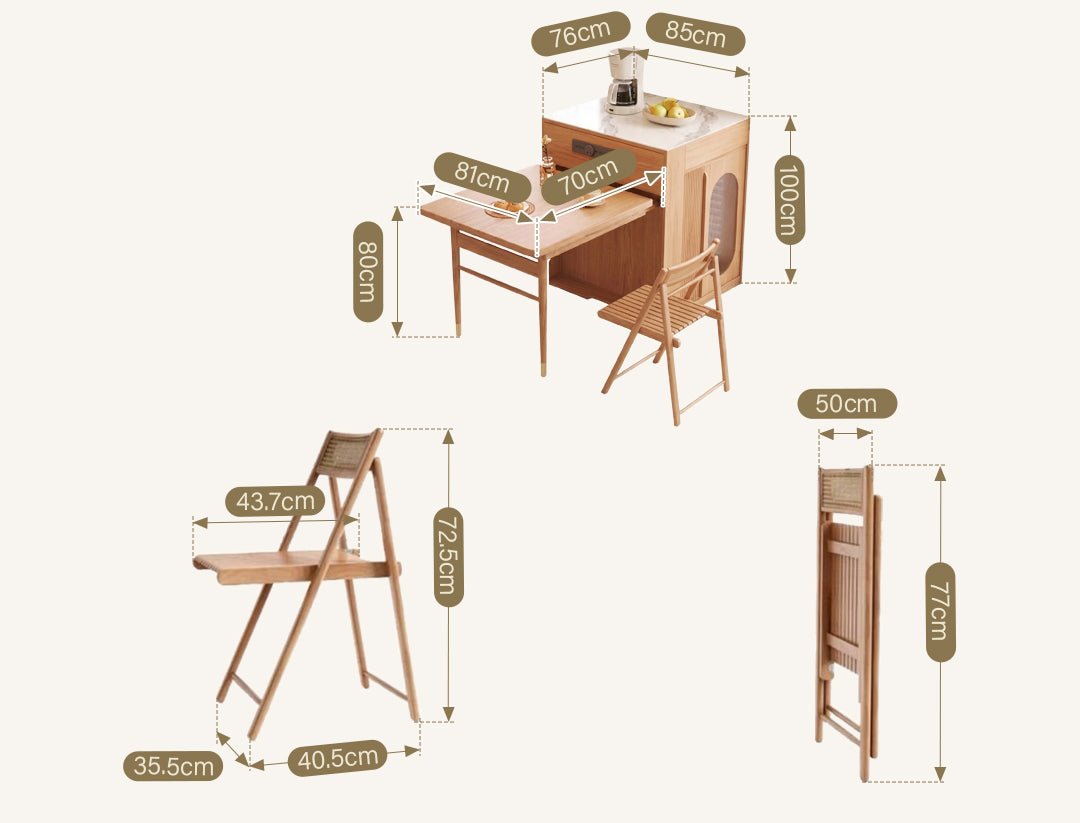Kacey Extendable Dining Table Set, Storage, Solid Wood - Miola