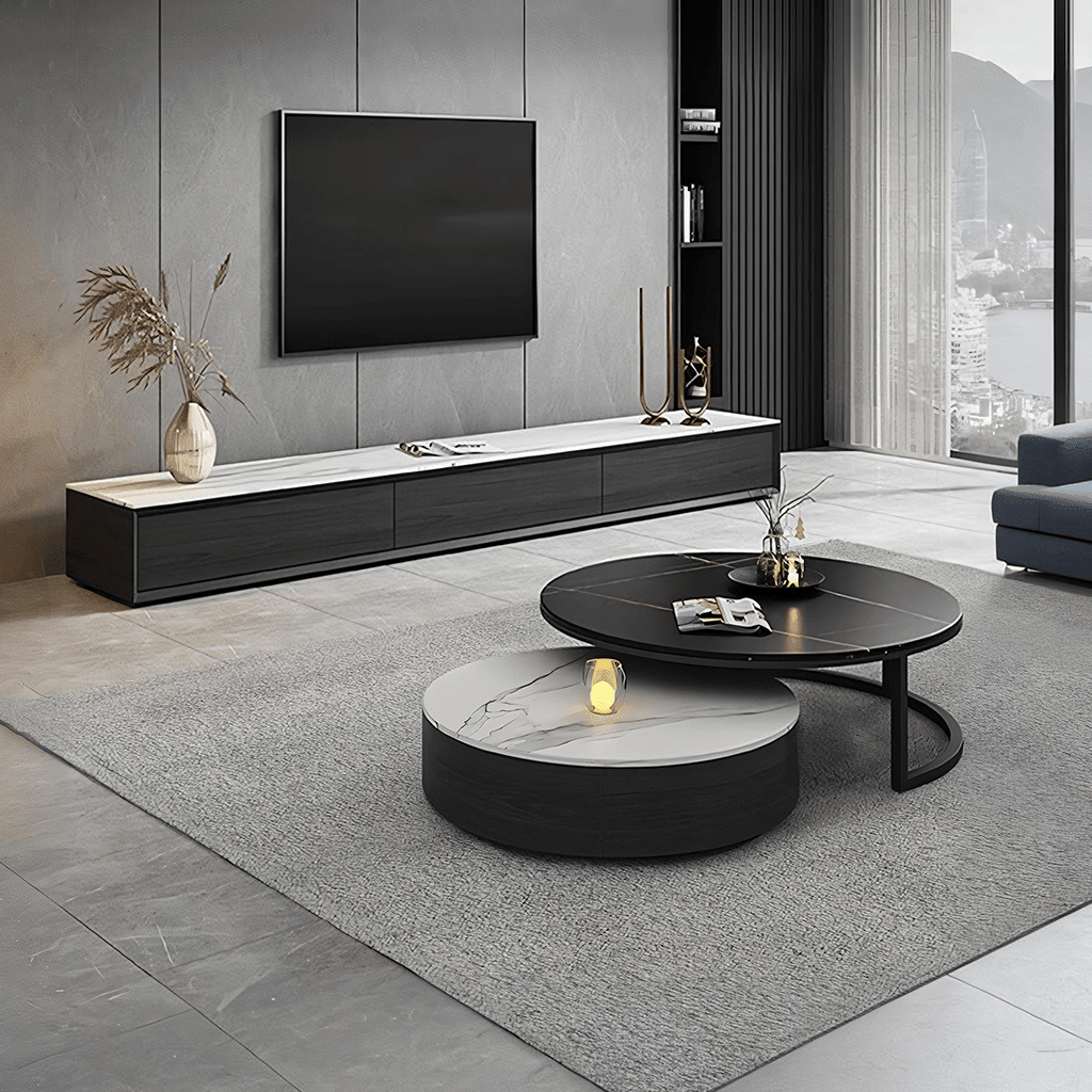 Kahoo Nesting Coffee Table, TV Stand, Sintered Stone - Miola