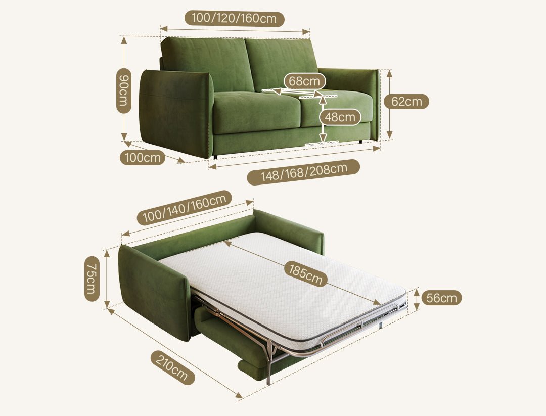 Kaur Two Seater Sofa Bed, Pull Out Sleeper Sofa Bed, More Colours - Miola