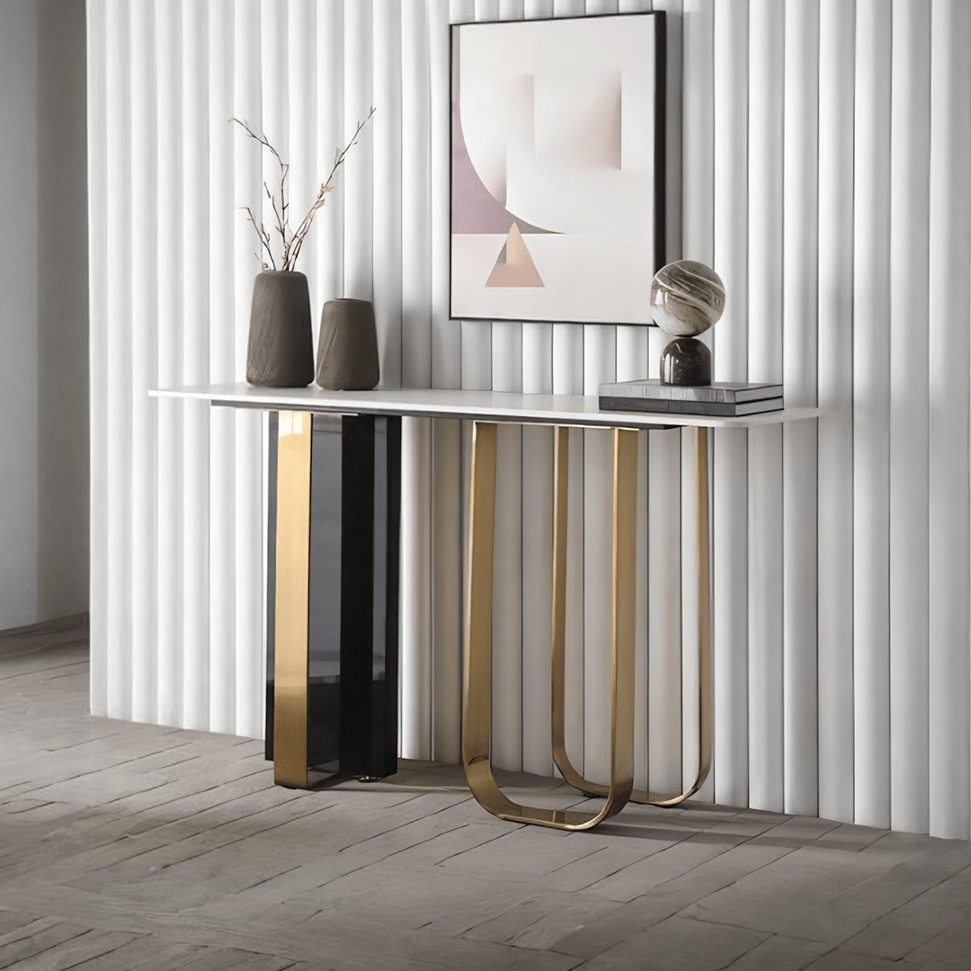 Kave Console Table, Gold And Black - Miola