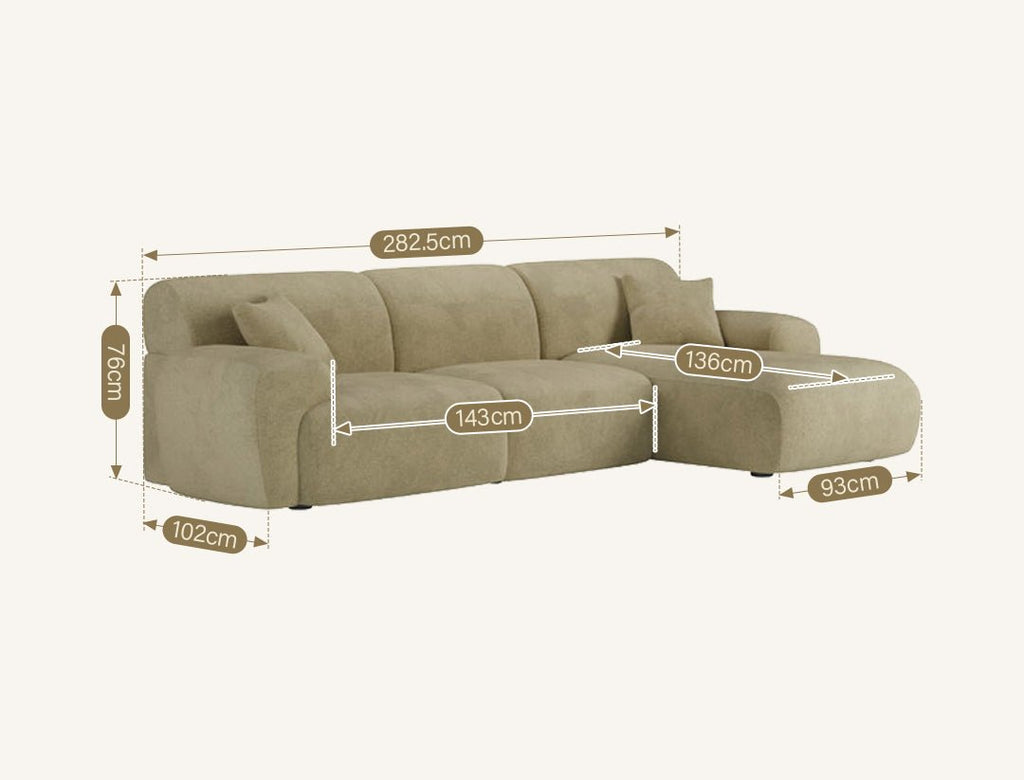 Khatri Three Seater Corner Sofa, Chenille - Miola