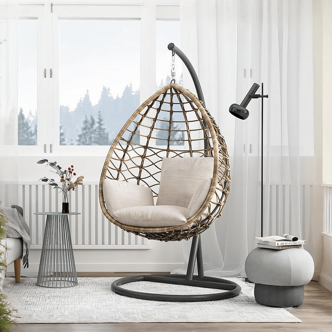Kye Rattan Garden Hanging Egg Chair with Stand, Indoor/ Outdoor Furniture - Miola