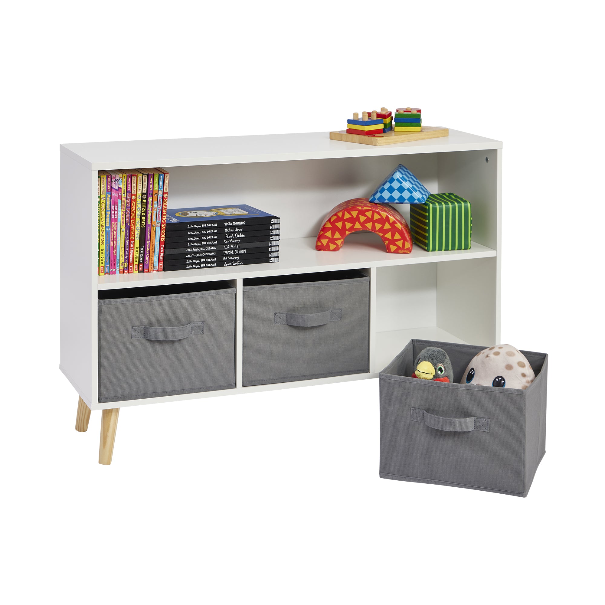 Storage Shelf and Fabric Storage Bins