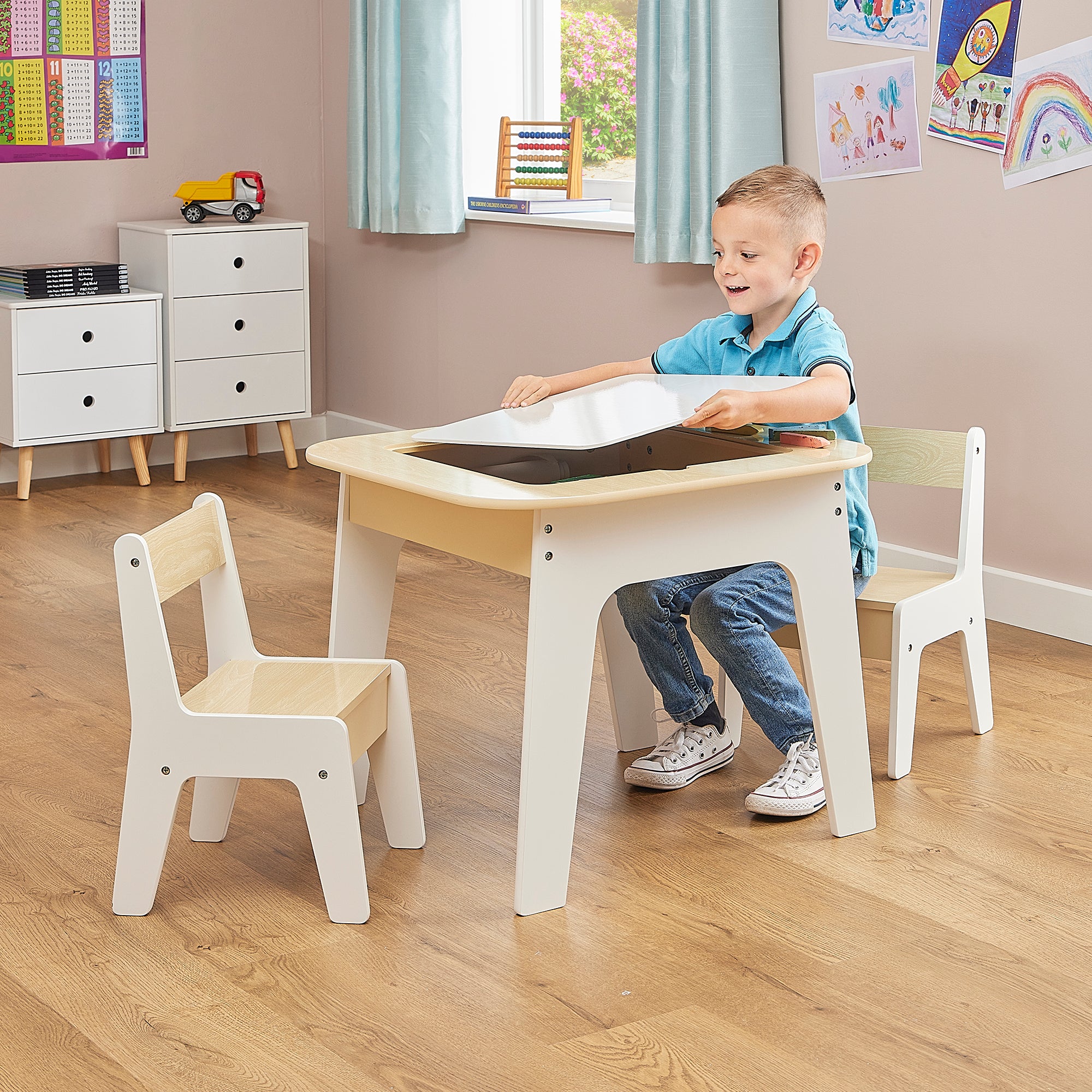 3-in-1 Storage Table and Two Chairs