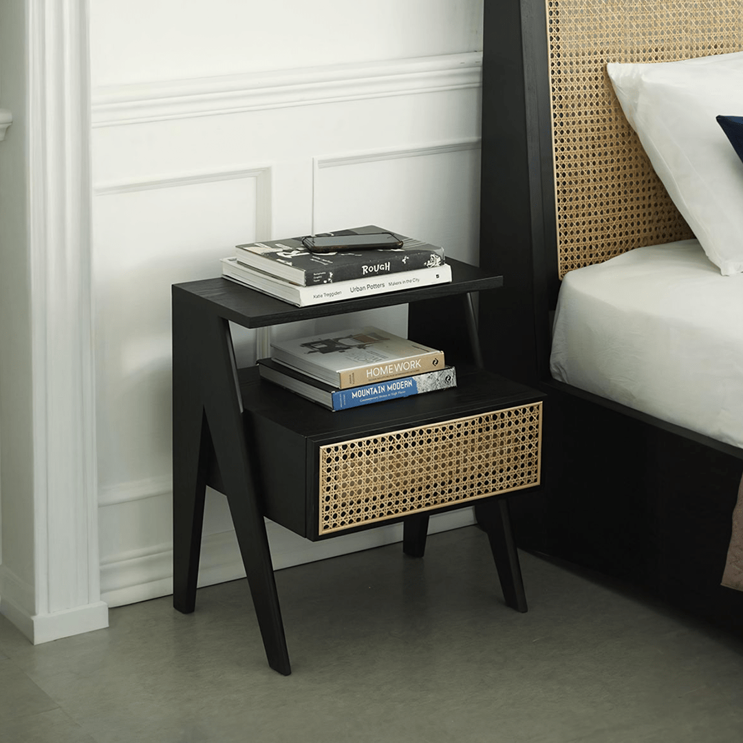 Lambeth Bedside Table, Black - Miola