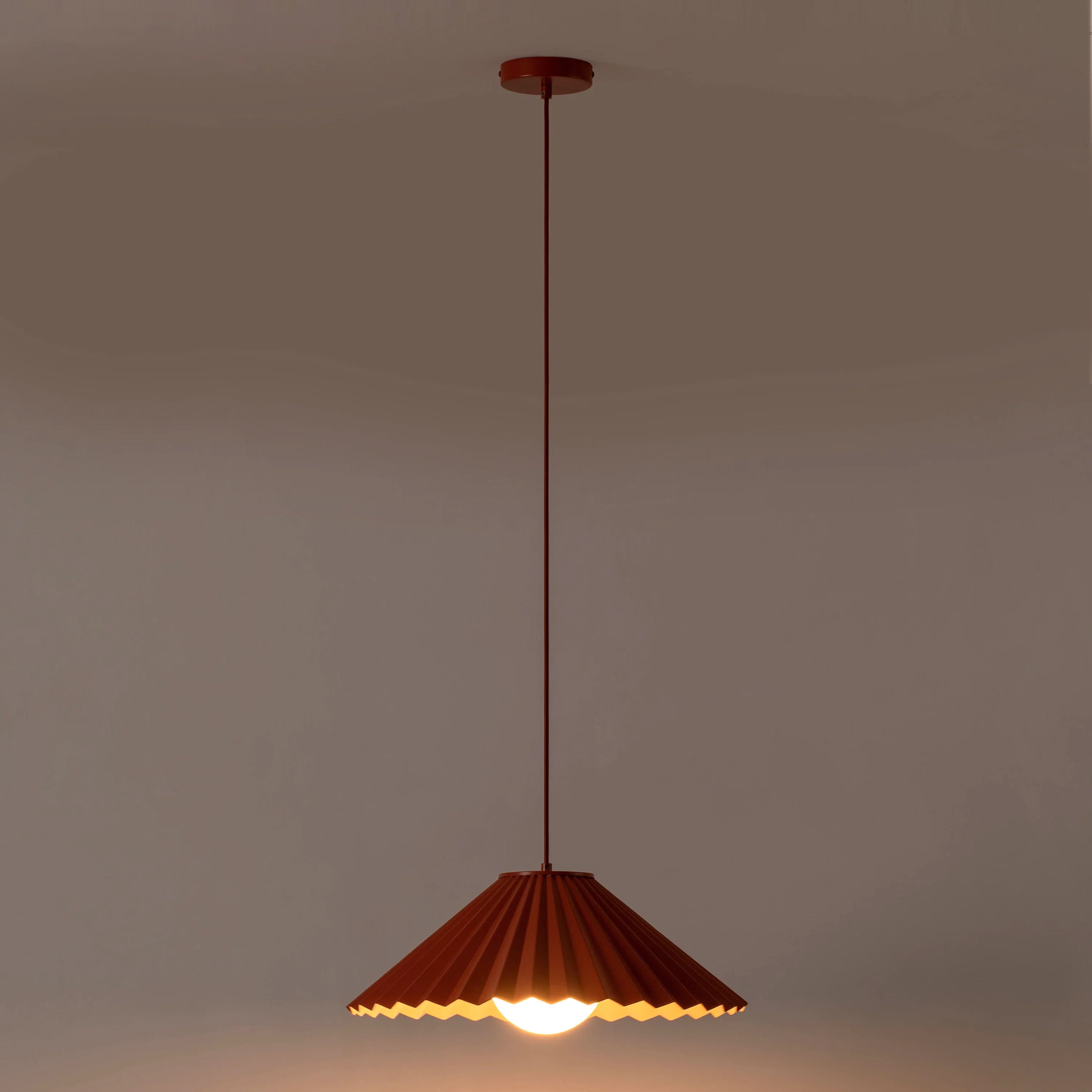 Burnt orange large pleat pendant ceiling light - Miola