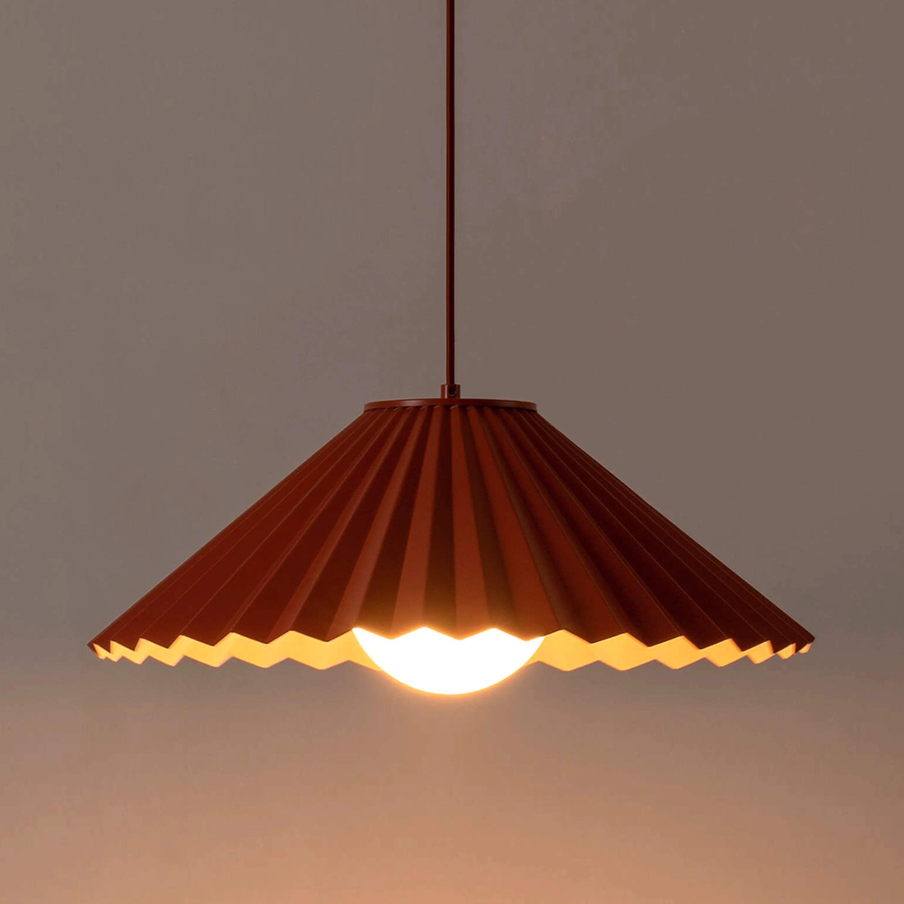 Burnt orange large pleat pendant ceiling light - Miola