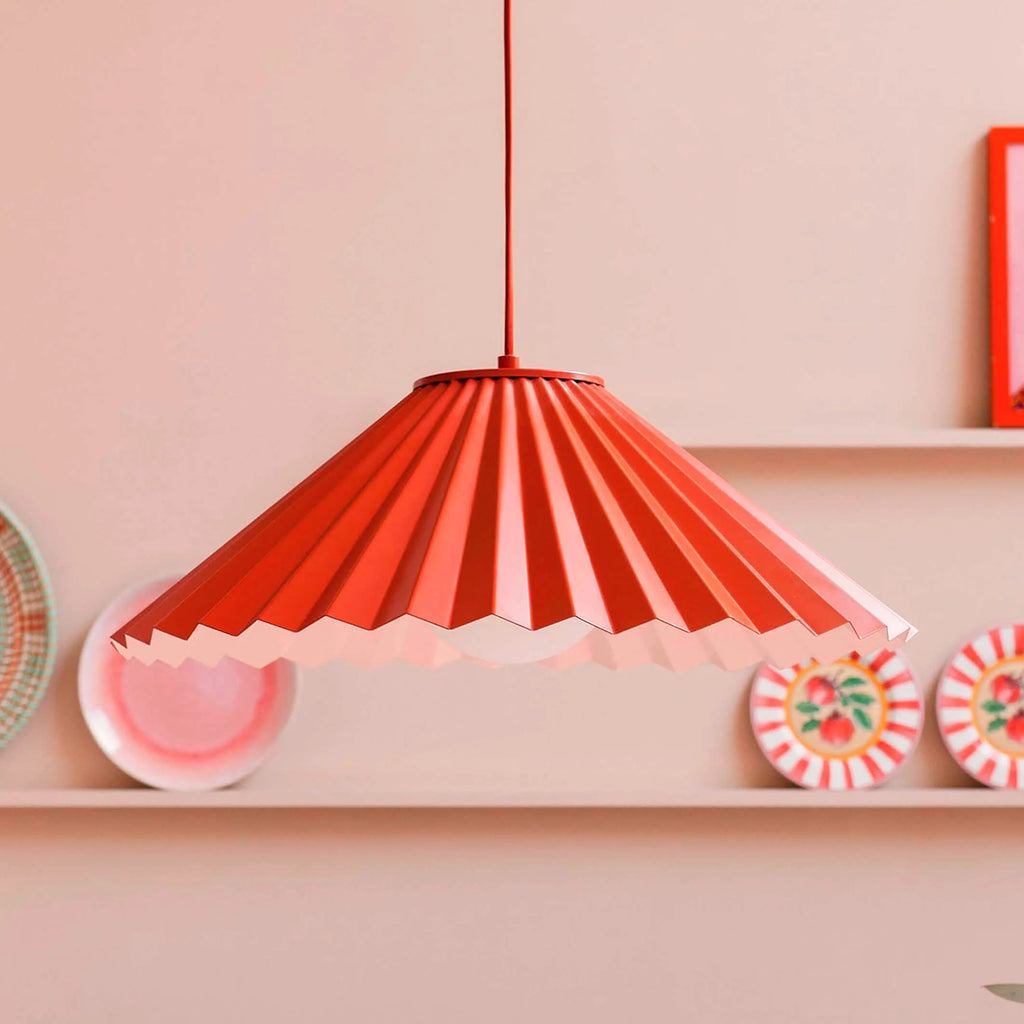 Burnt orange large pleat pendant ceiling light - Miola