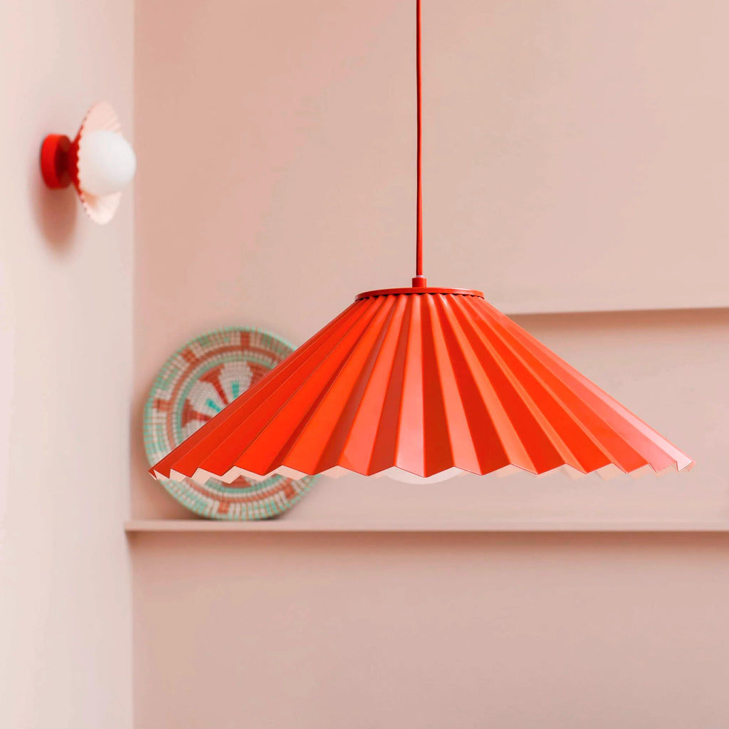 Burnt orange large pleat pendant ceiling light - Miola