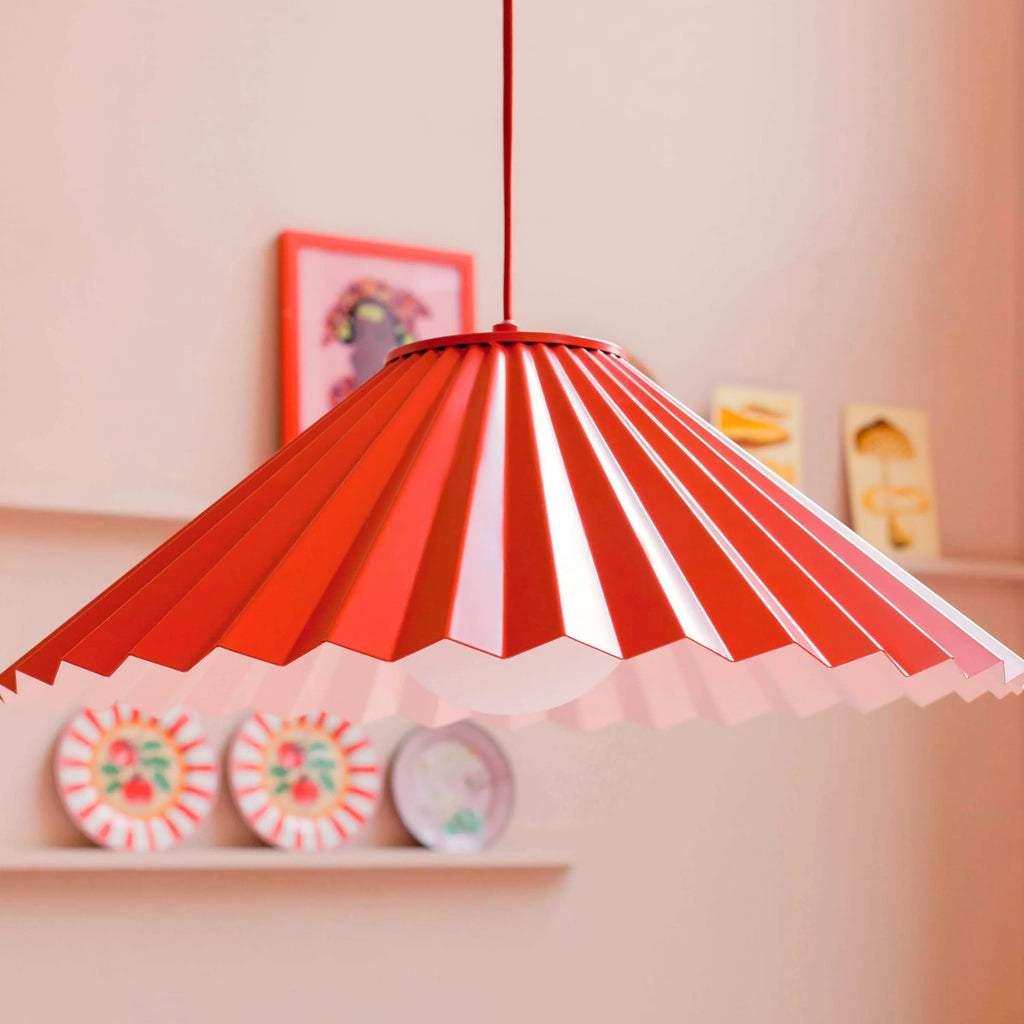 Burnt orange large pleat pendant ceiling light - Miola