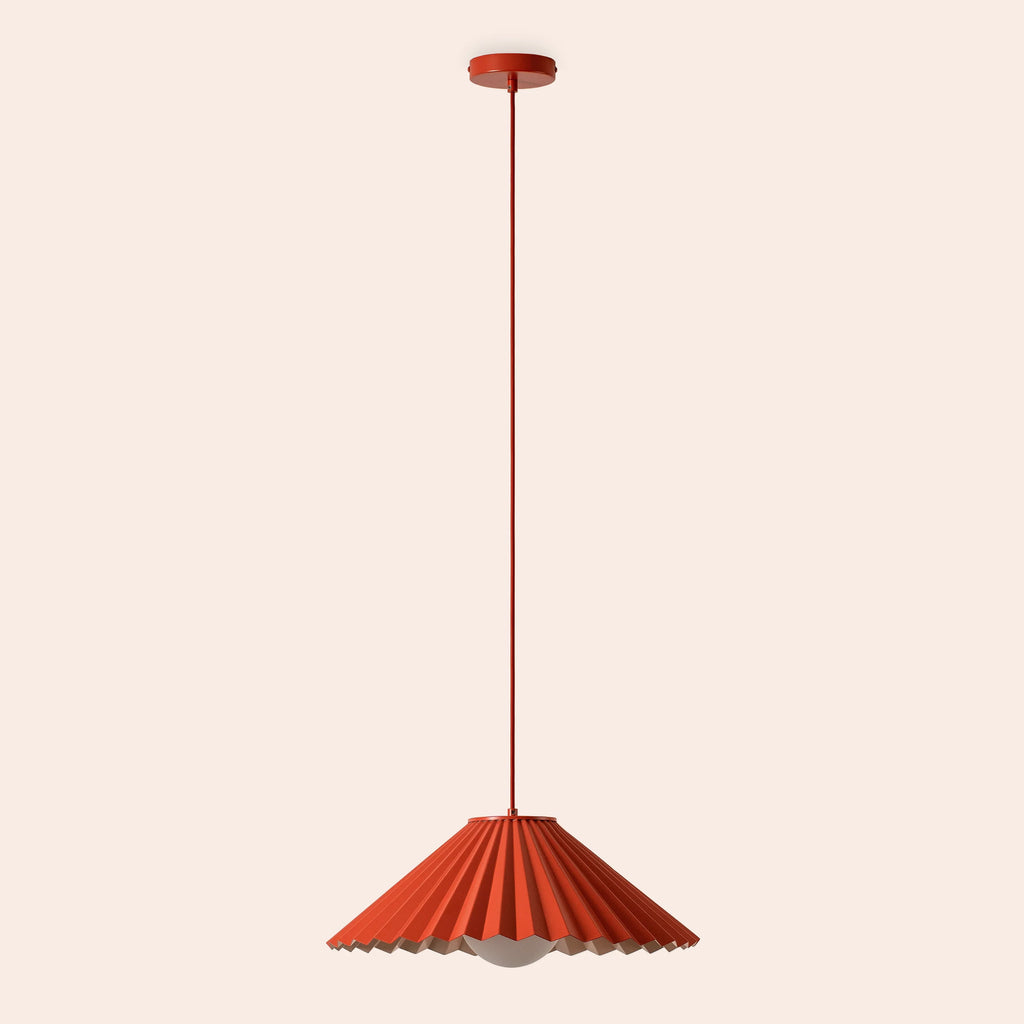Burnt orange large pleat pendant ceiling light - Miola