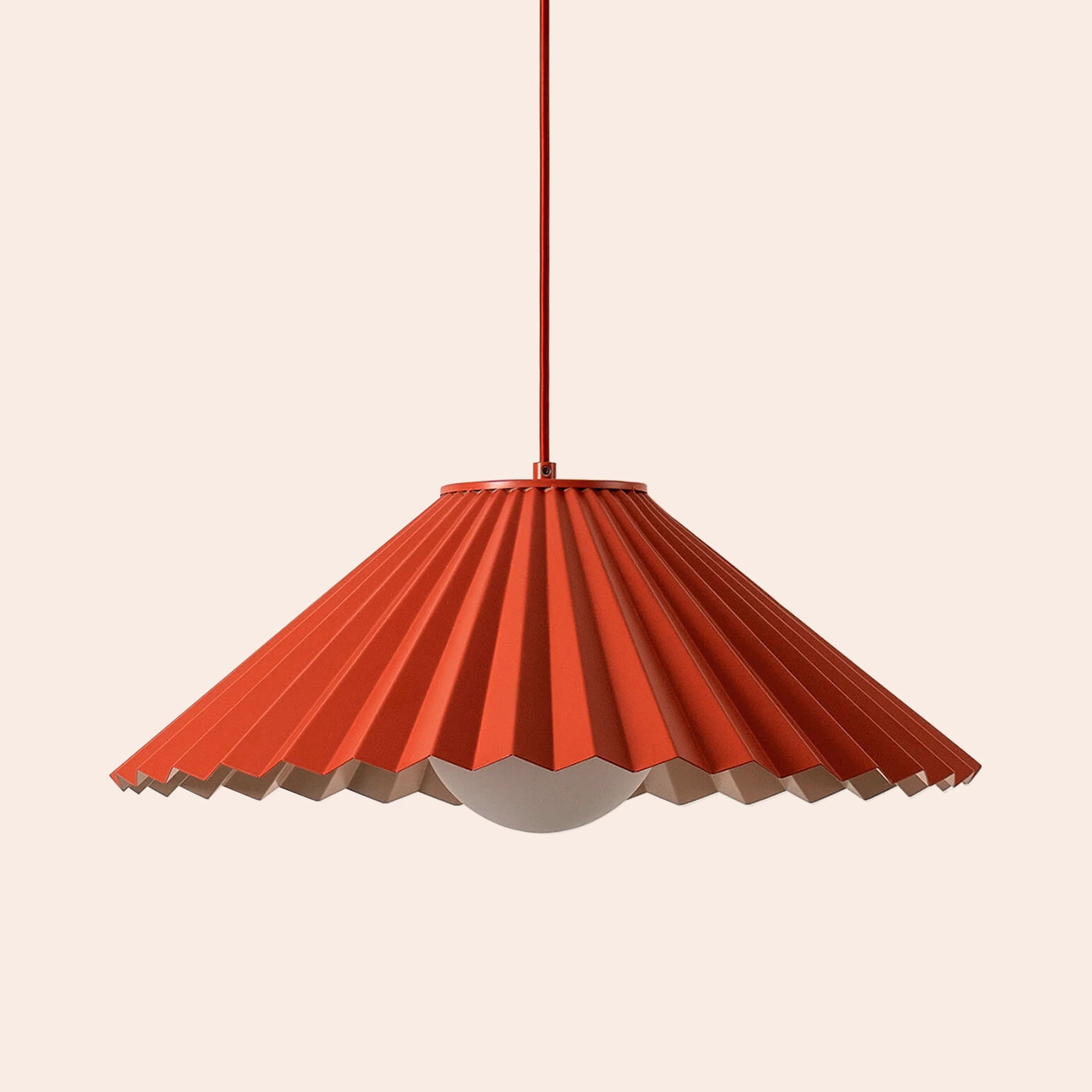 Burnt Orange Large Pleat Pendant Ceiling Light - Miola