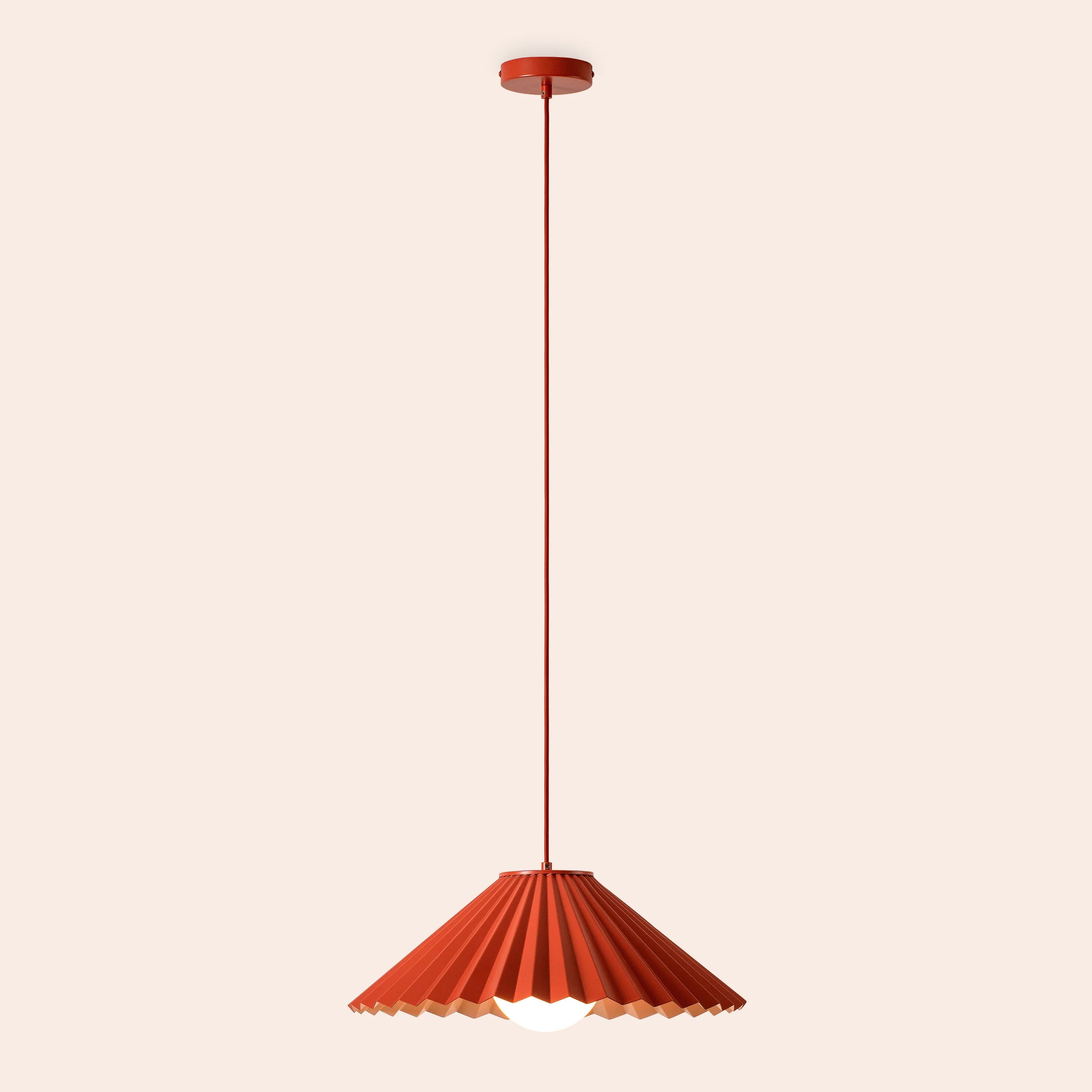 Burnt orange large pleat pendant ceiling light - Miola
