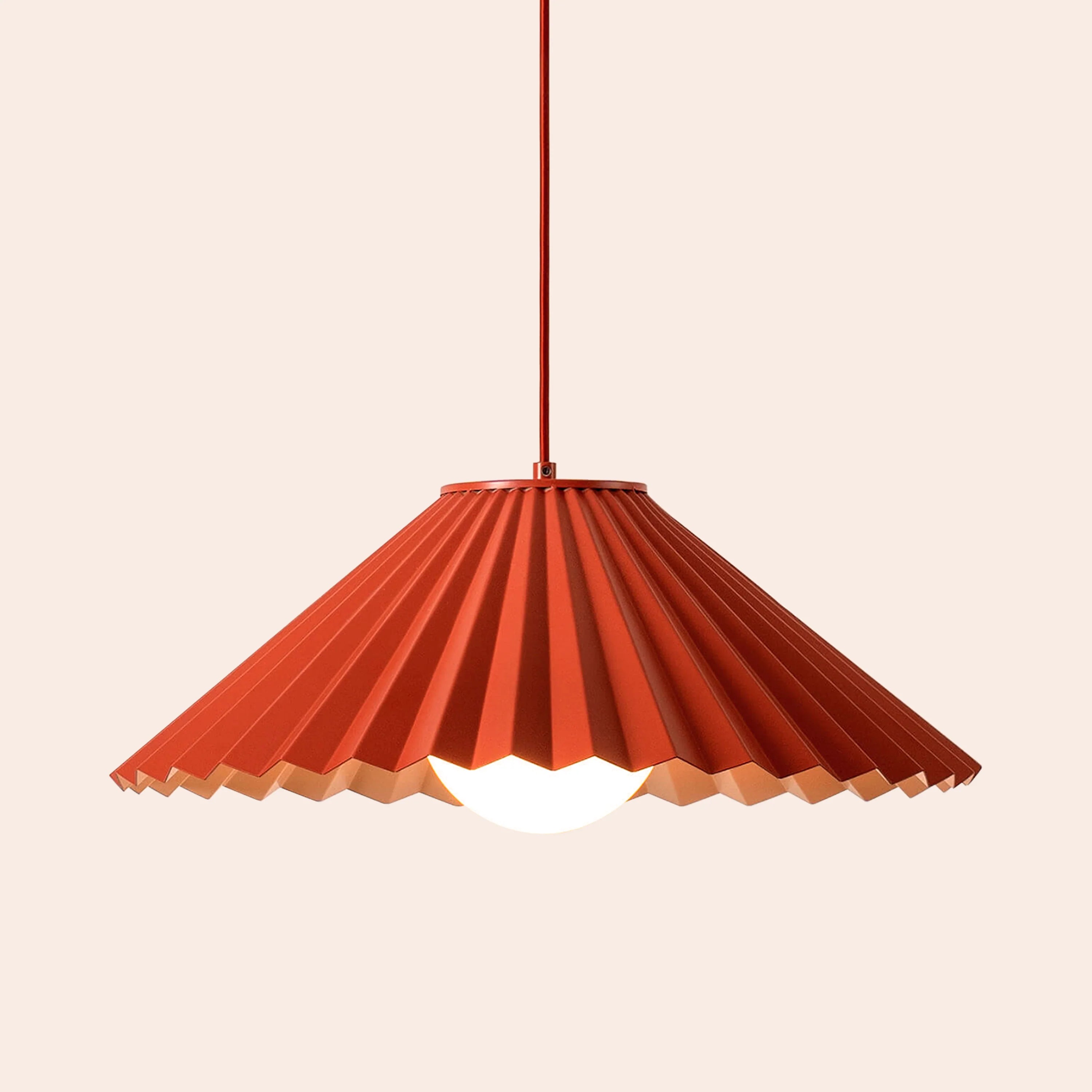 Burnt orange large pleat pendant ceiling light - Miola