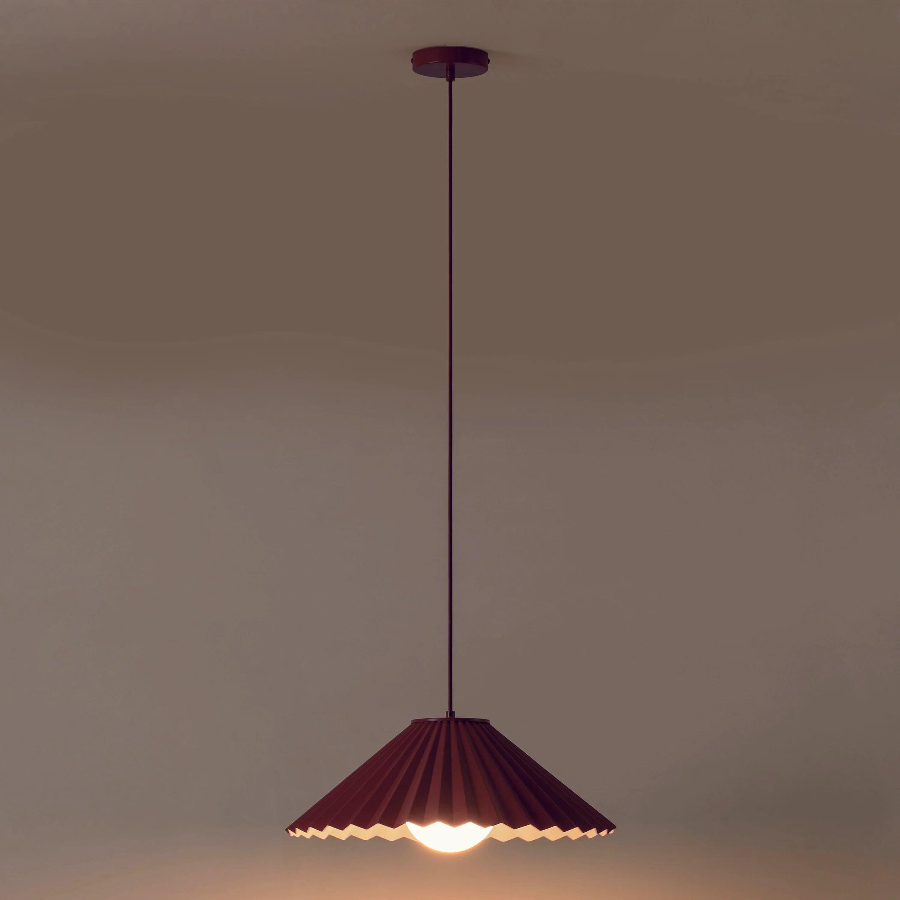 Burgundy Large Pleat Pendant Ceiling Light - Miola