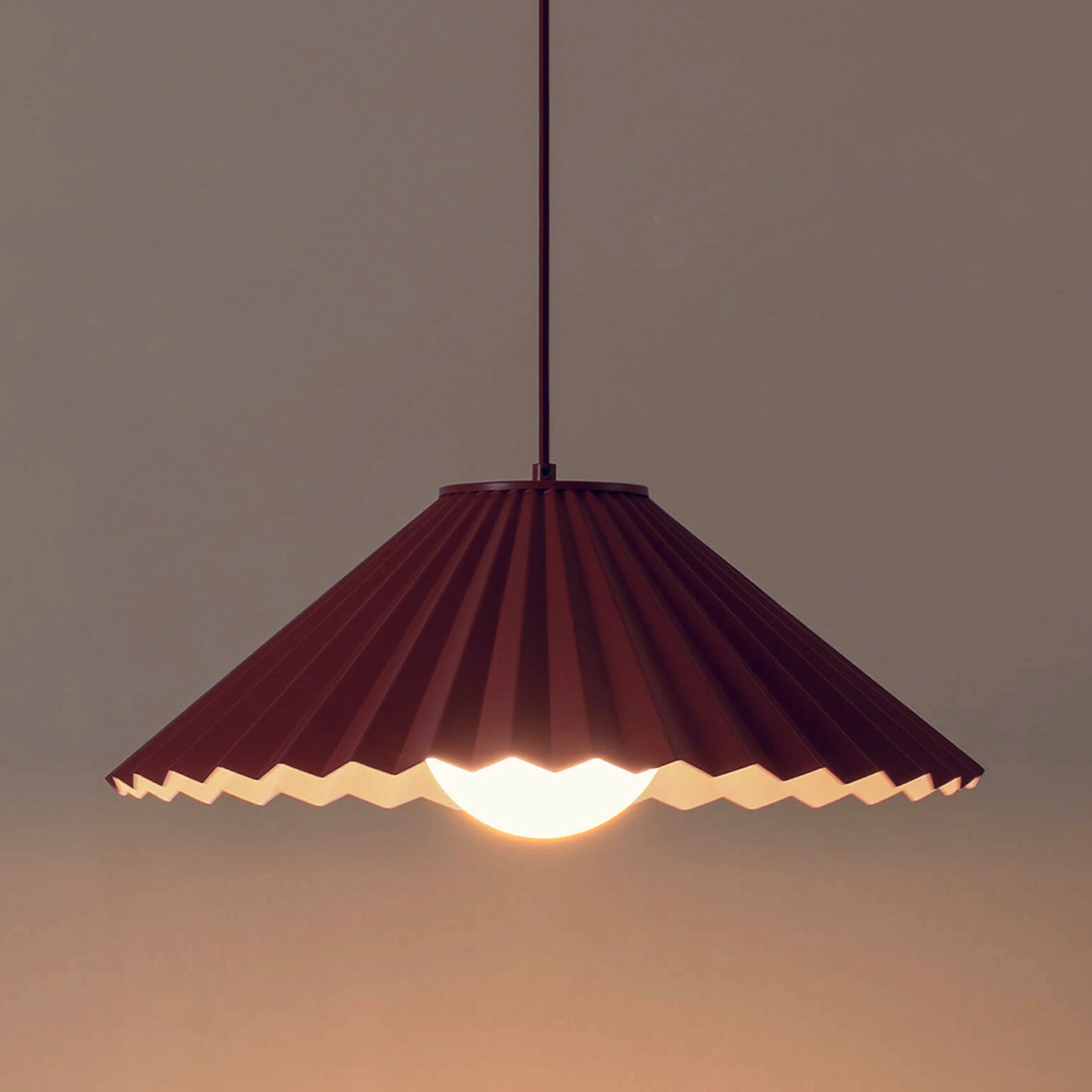 Burgundy large pleat pendant ceiling light - Miola