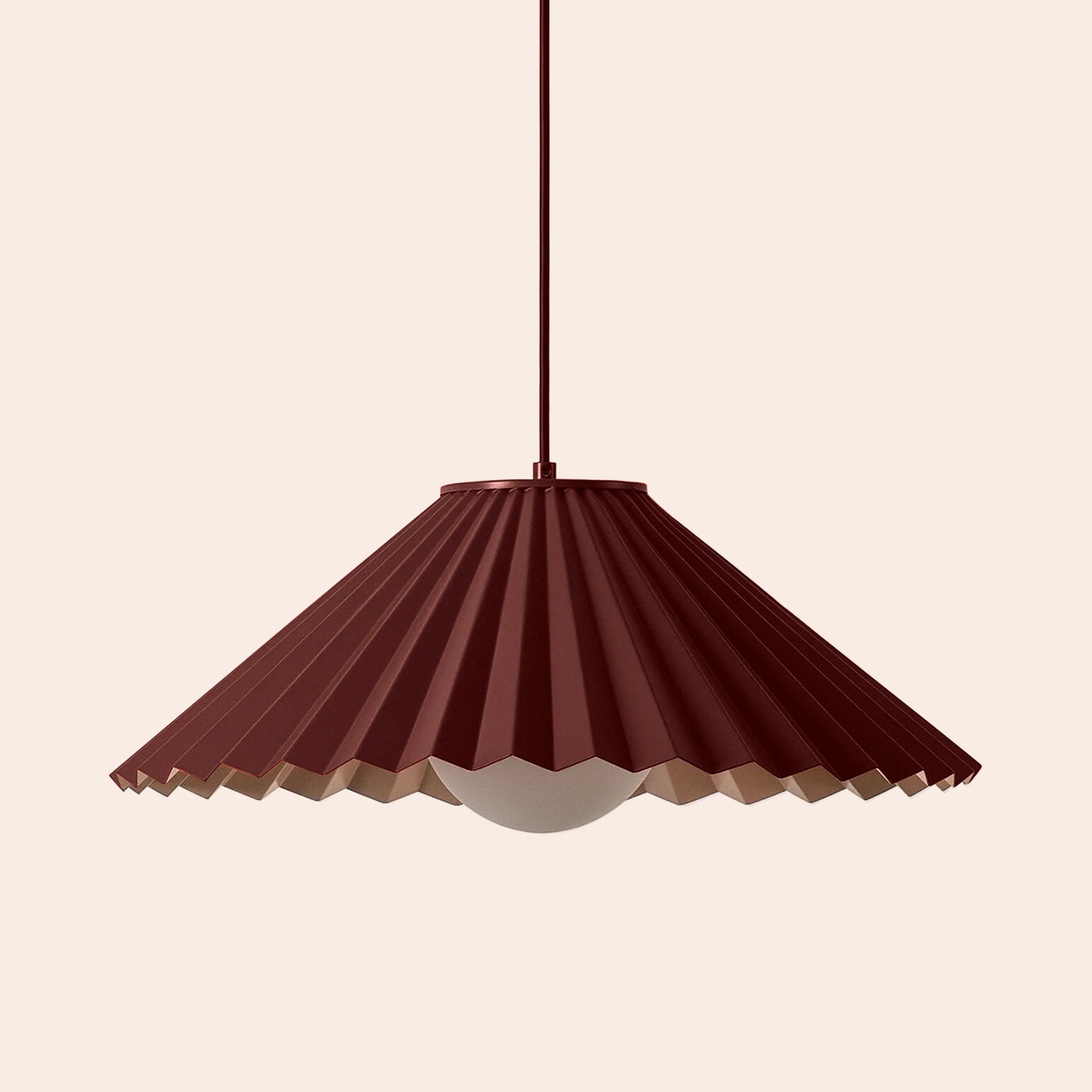 Burgundy large pleat pendant ceiling light - Miola