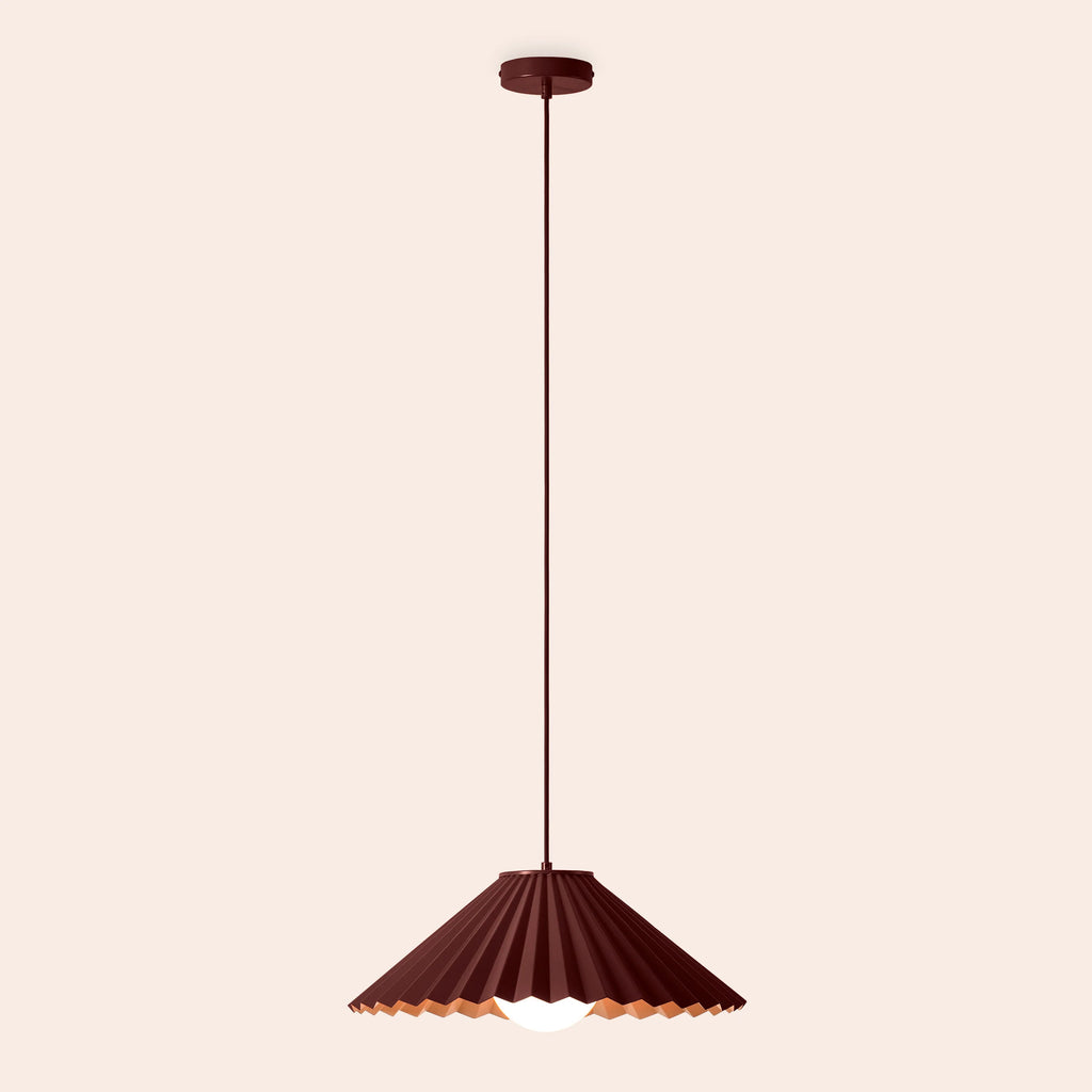 Burgundy large pleat pendant ceiling light - Miola