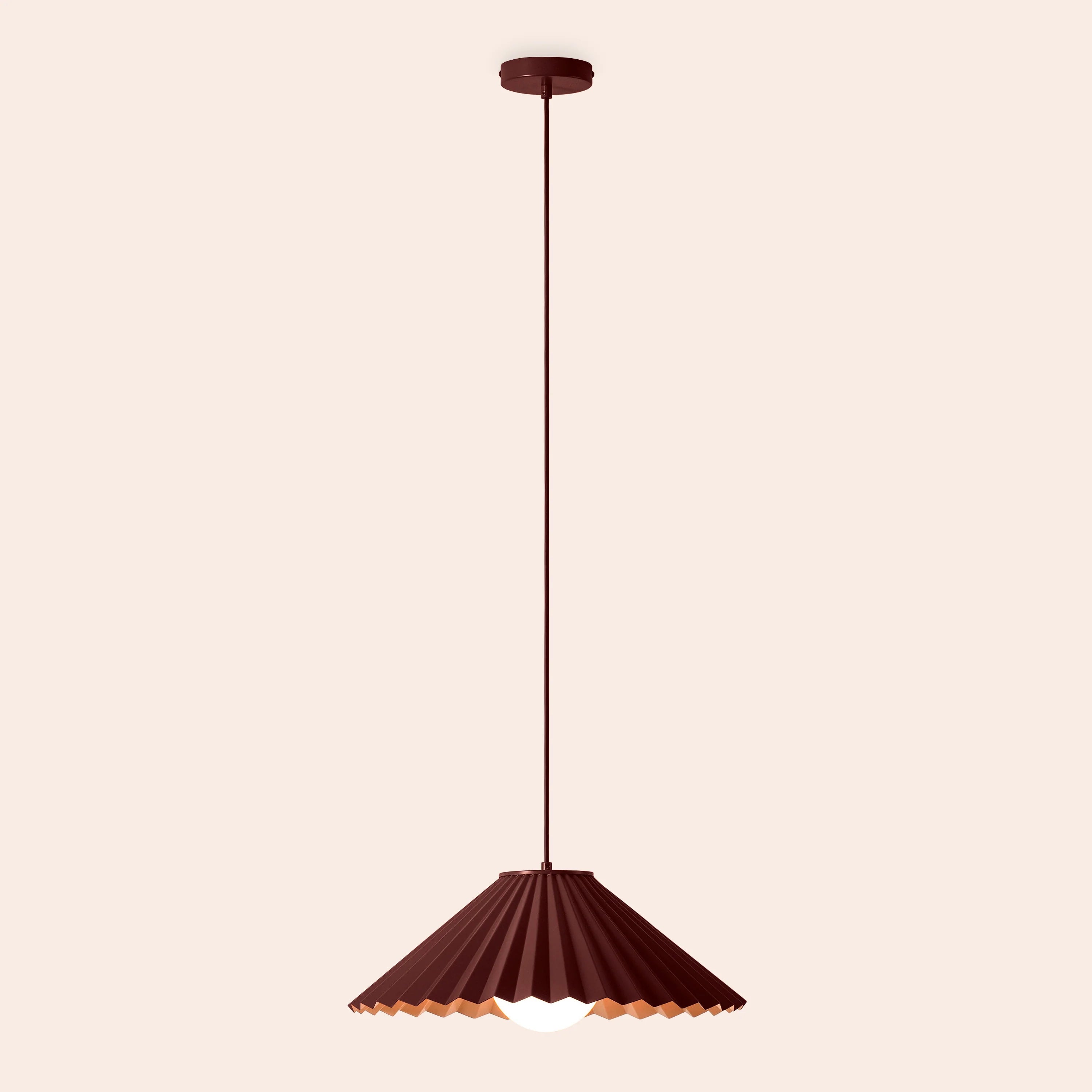 Burgundy large pleat pendant ceiling light - Miola