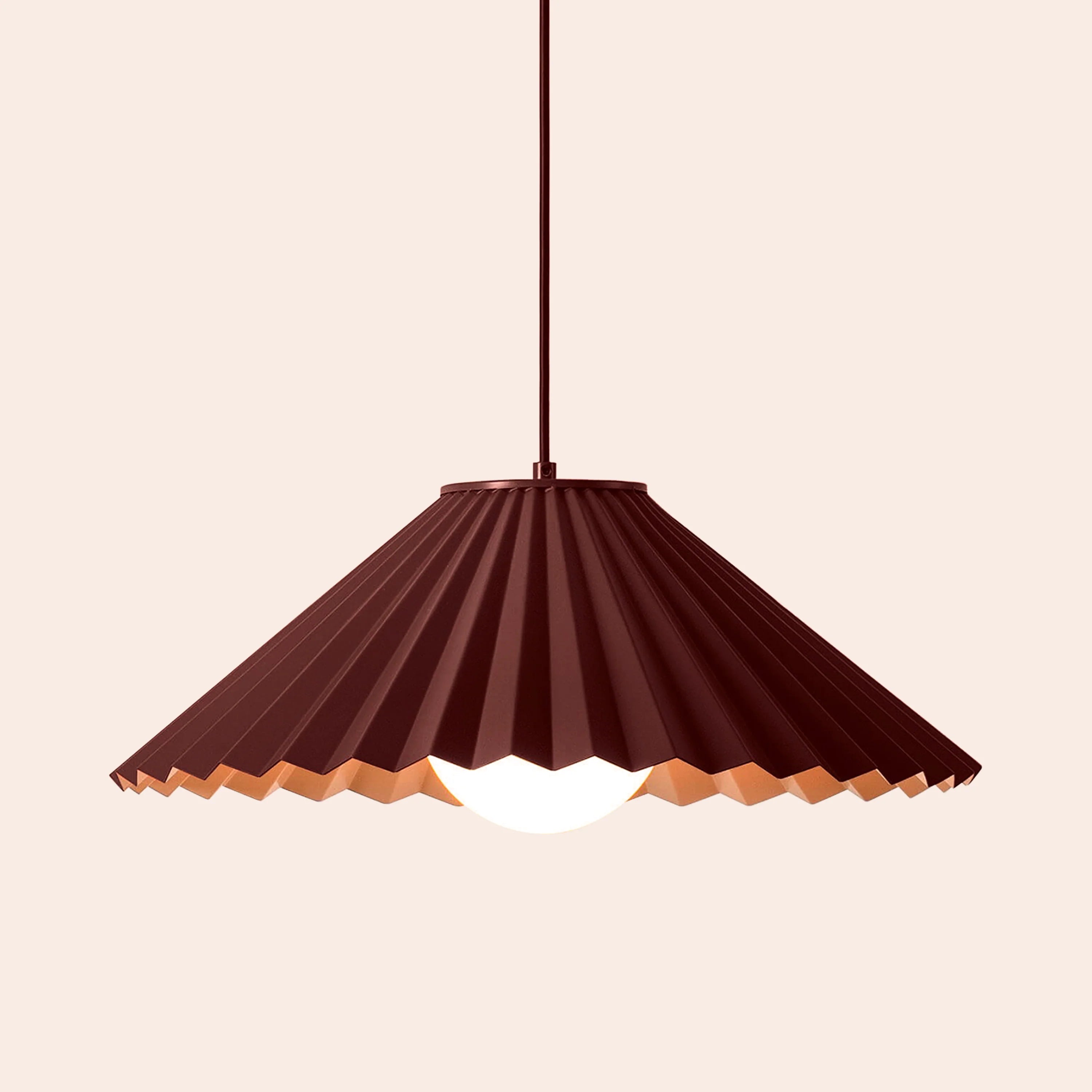 Burgundy Large Pleat Pendant Ceiling Light - Miola