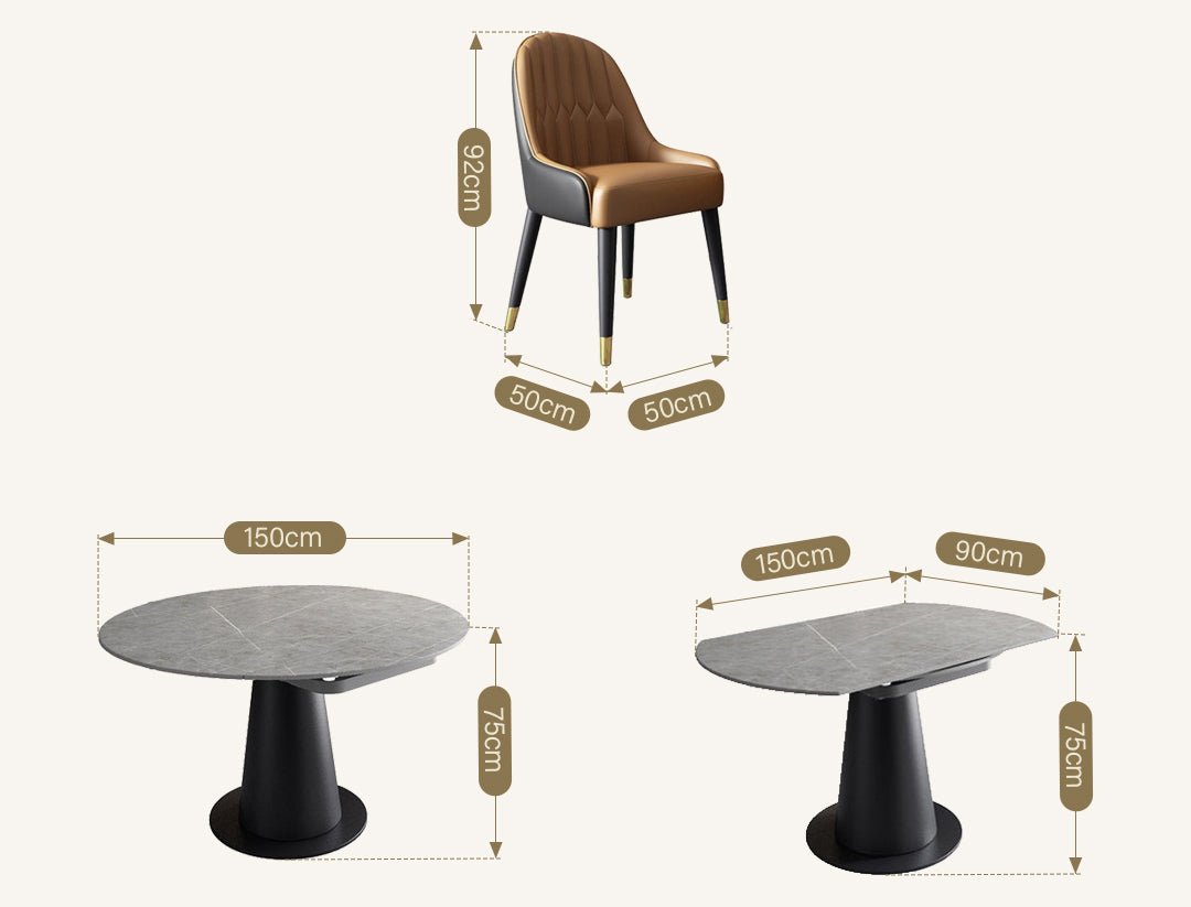 Lessie Extendable Dining Table, Sintered Stone - Miola