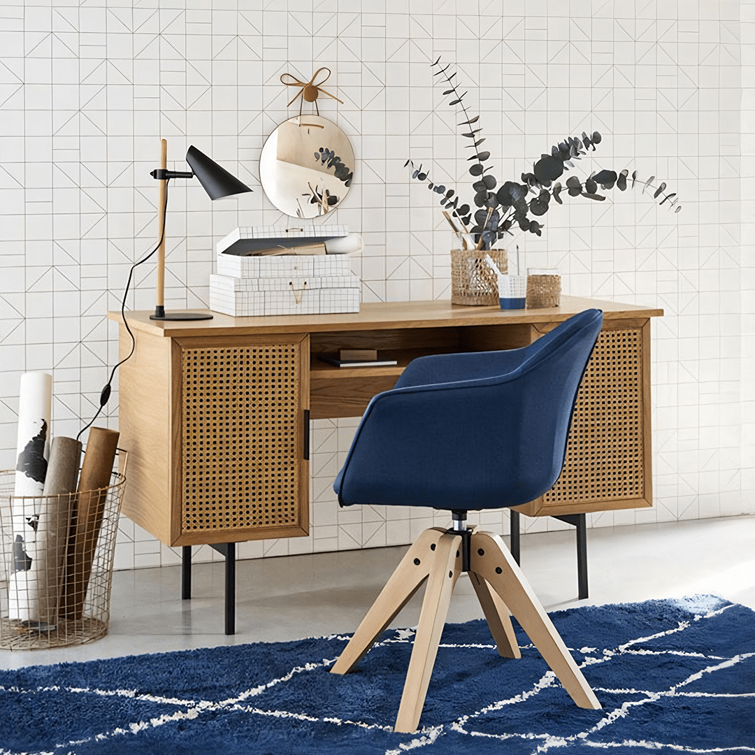 Lindy Rattan Office Desk, Oak - Miola