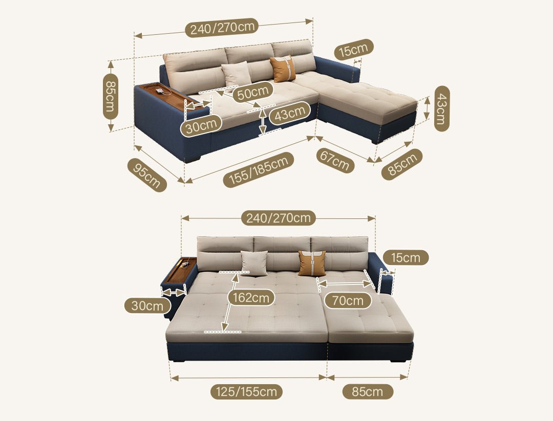 Lobo Sectional Sofa With Storage, Chaise Lounge Sofa Bed - Miola