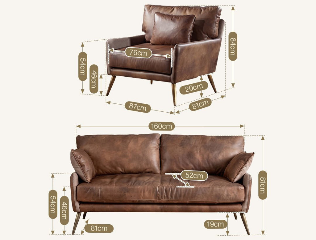 Luna Three Seaters Sofa, Three Seater Corner Sofa, Real Leather - Miola