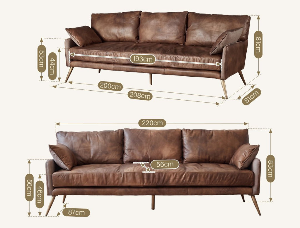 Luna Three Seaters Sofa, Three Seater Corner Sofa, Real Leather - Miola