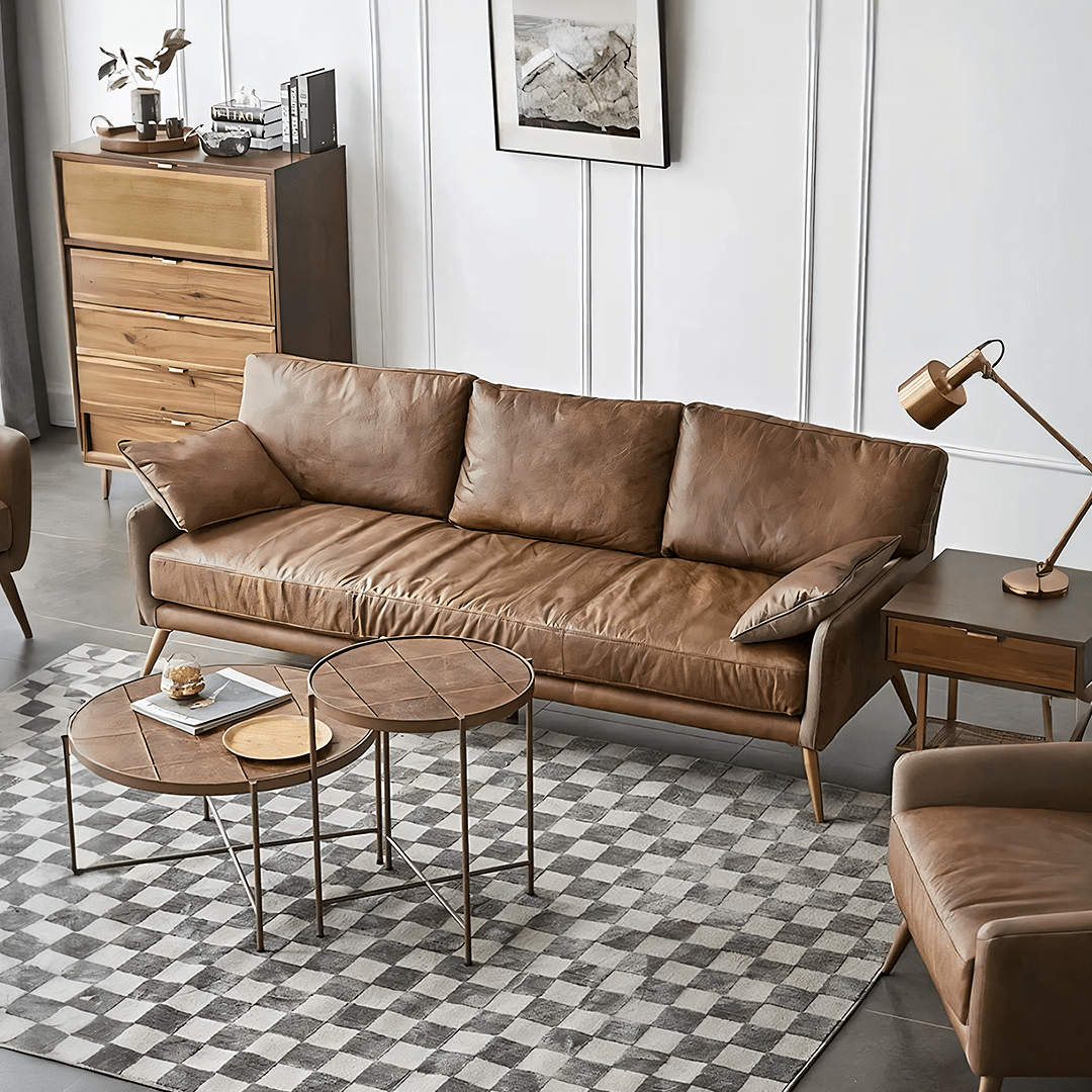 Luna Three Seaters Sofa, Three Seater Corner Sofa, Real Leather - Miola