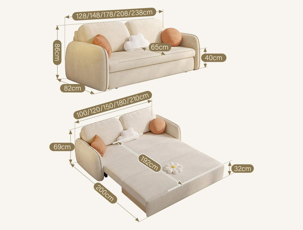 Lunana Two Seater Sofa Bed With Drawer - Miola