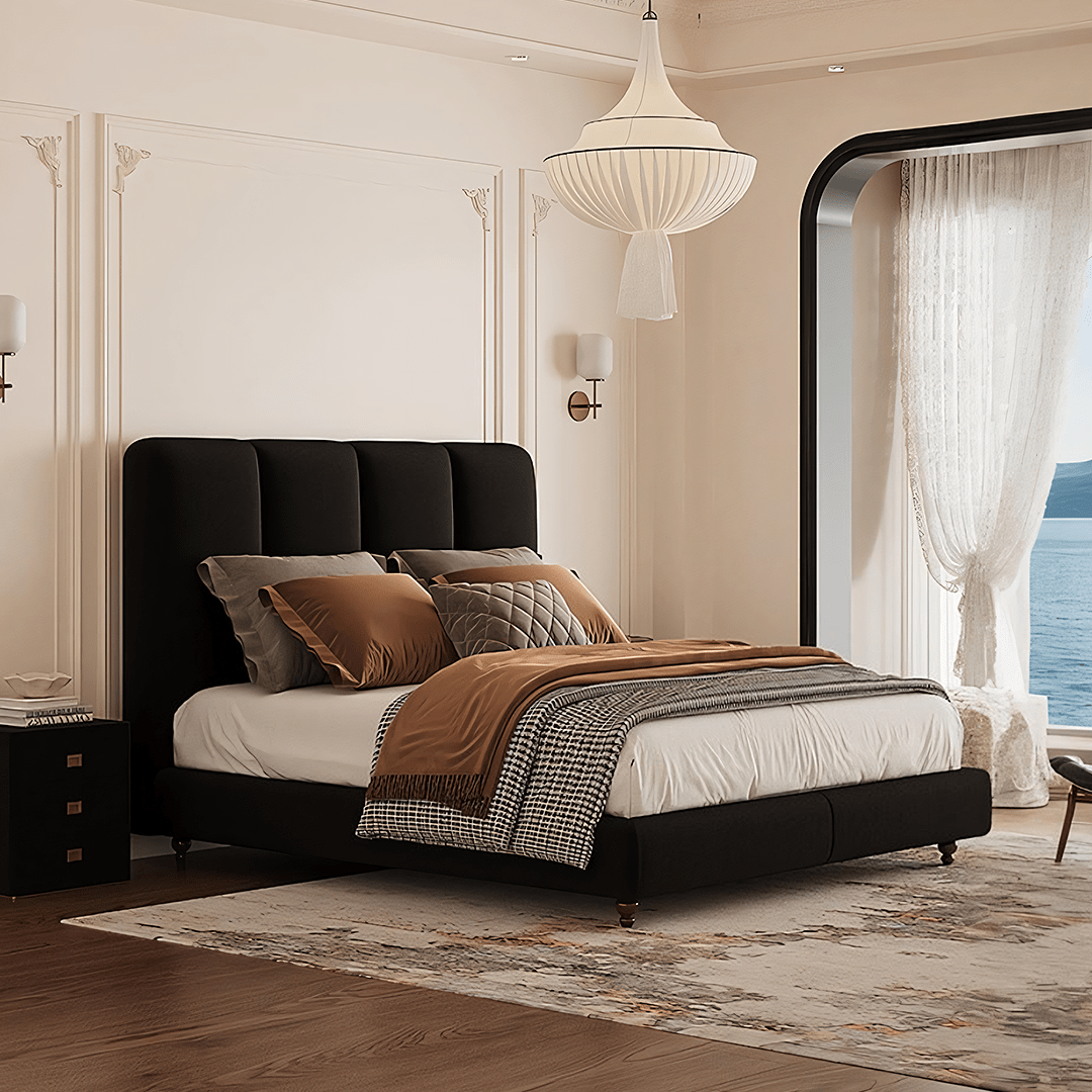 Lysander Double Bed, King Size Bed, Black - Miola