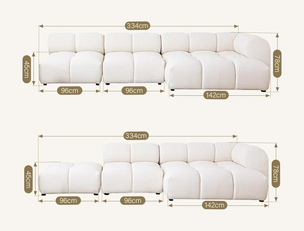 Lysander Velvet Module Three Seater, Four Seater, Five Seater Sofa, Corner Sofa, White - Miola