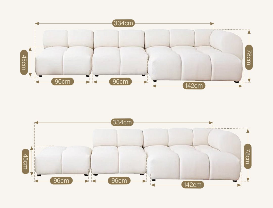 Lysander Velvet Module Three Seater, Four Seater, Five Seater Sofa, Corner Sofa, White - Miola