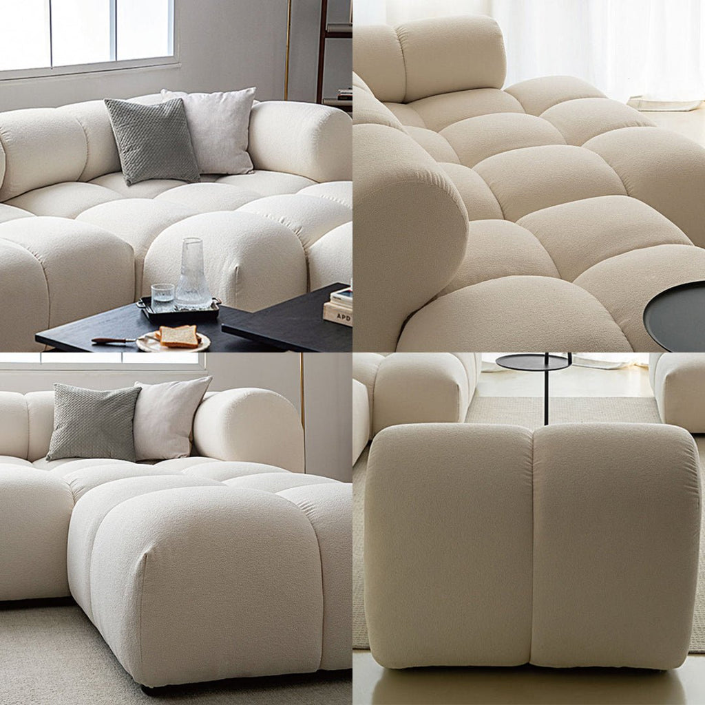 Lysander Velvet Module Three Seater, Four Seater, Five Seater Sofa, Corner Sofa, White - Miola